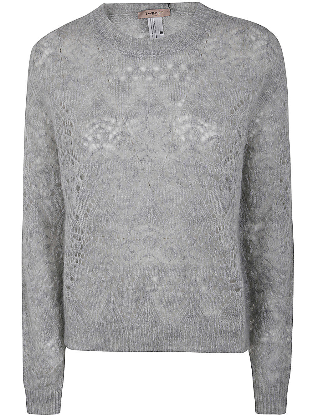 Shop Twinset Round Neck Sweater In M Medium Grey Melange