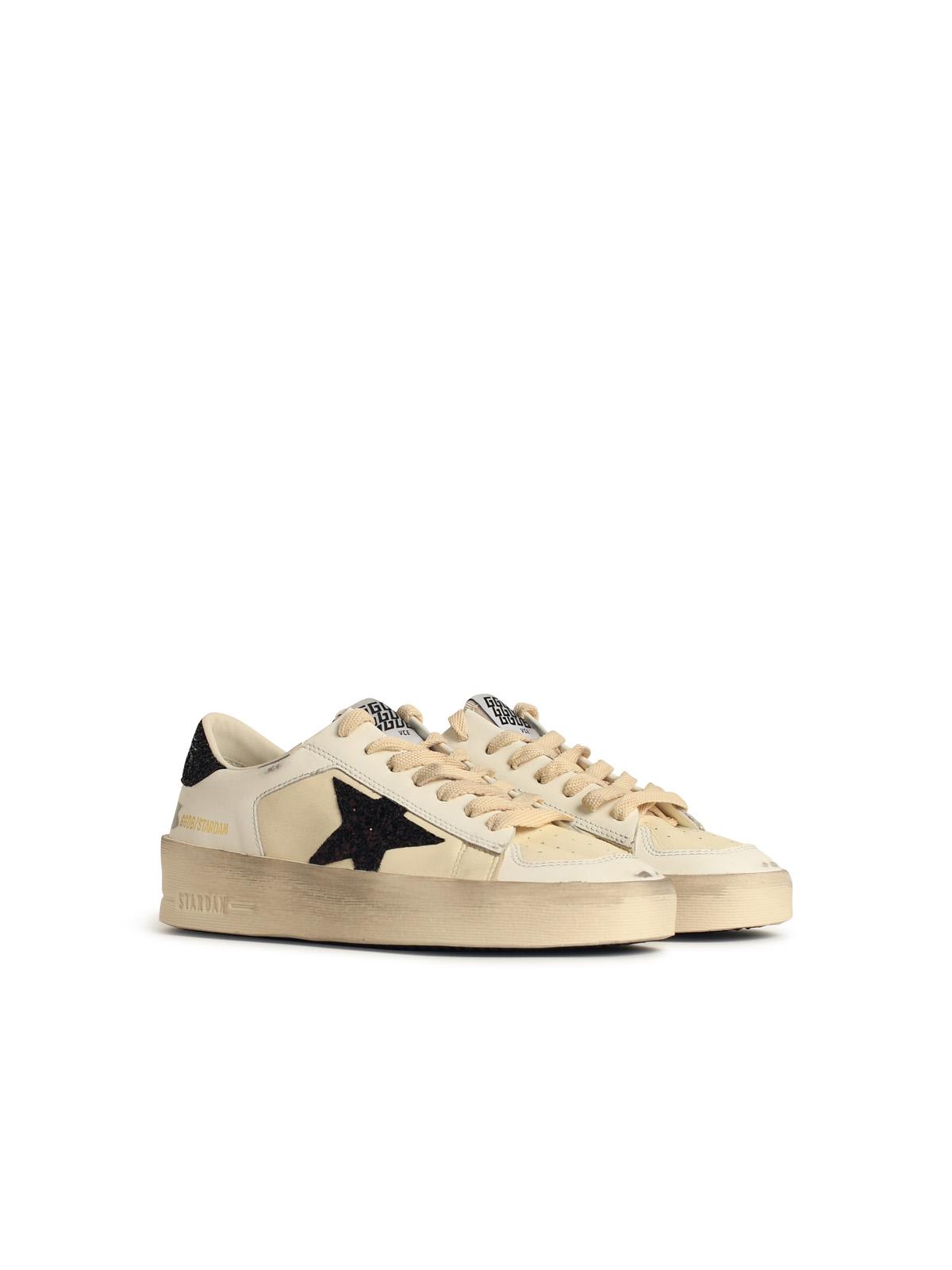 Golden Goose White Stardan Leather Sneakers In White