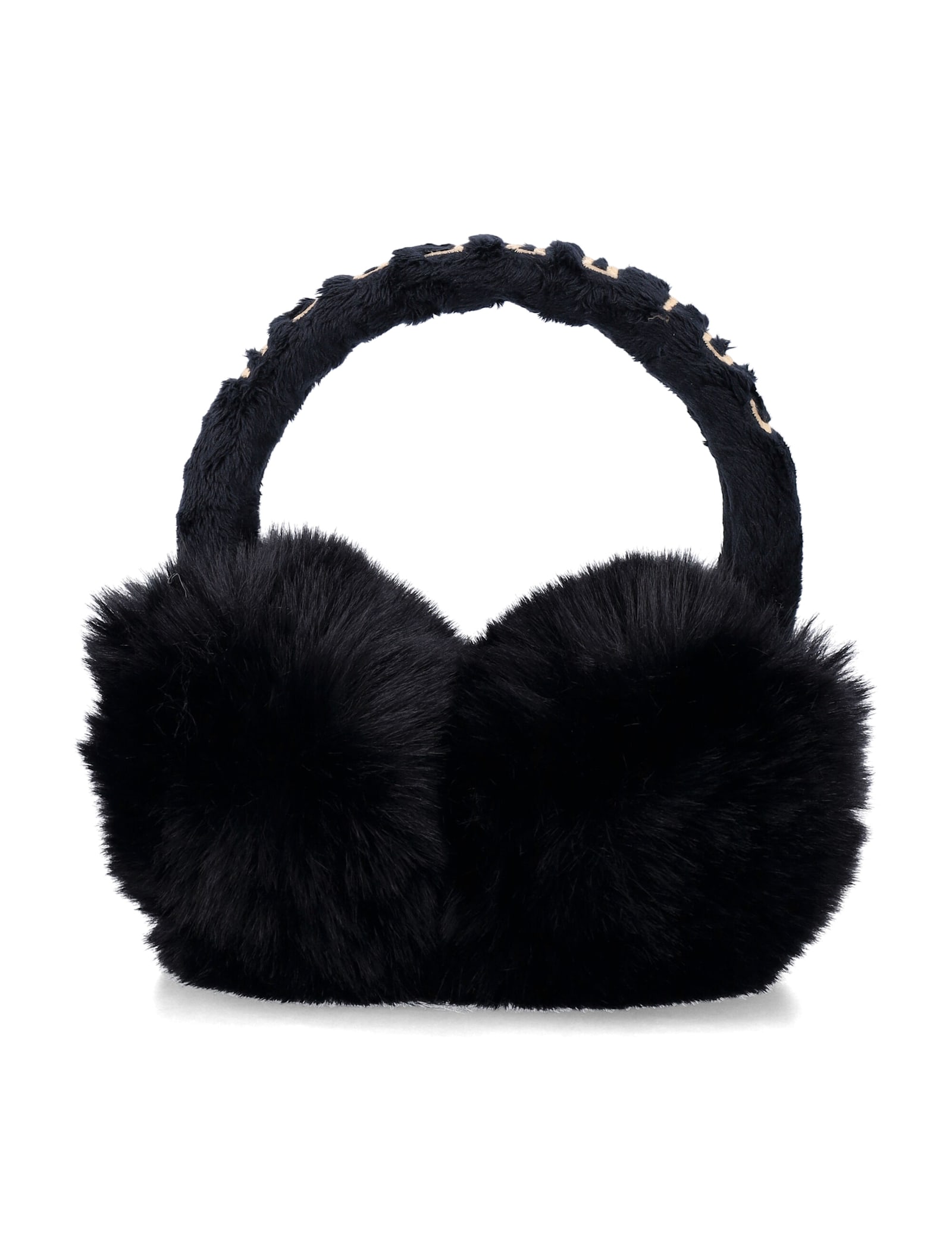 Goldbergh Lettering Faux Fur Earmuffs In Black