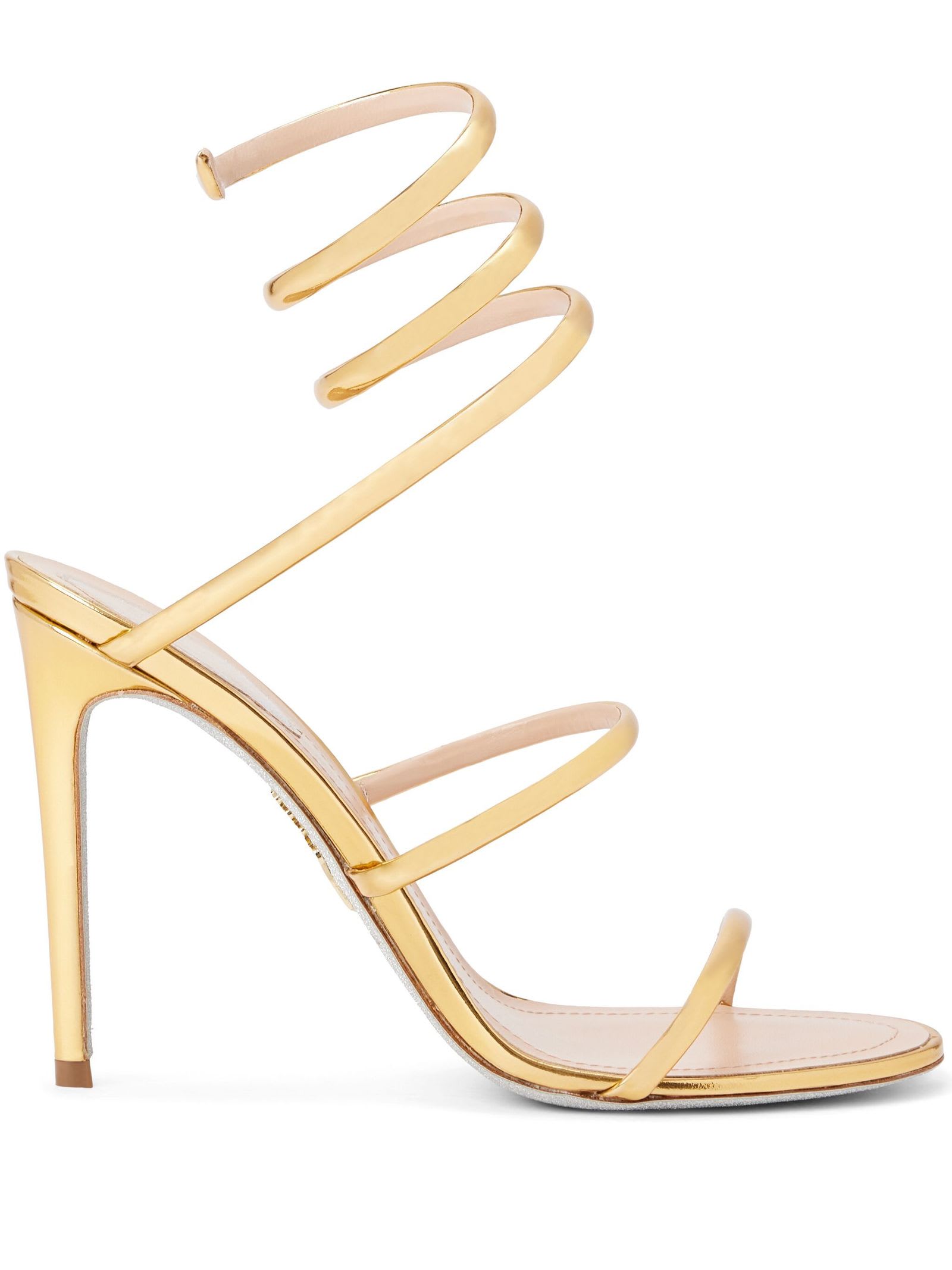 René Caovilla Cleo Metallic Gold Leather Sandal