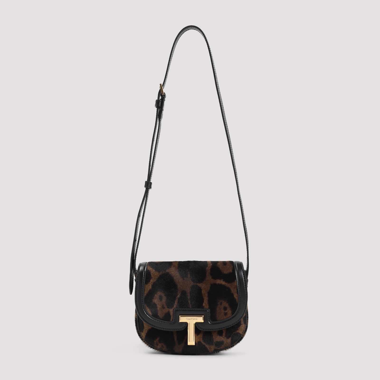 Tom Ford Wallis Leather-trimmed Leopard-print Calf Hair Shoulder Bag In Brown Olive Black