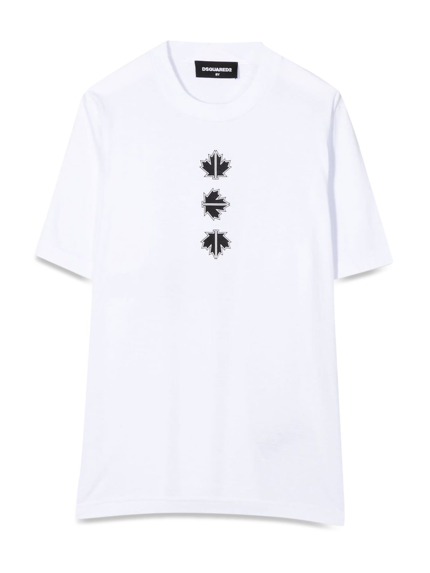 Dsquared2 T-shirt Logo On The Back And Front Leaves