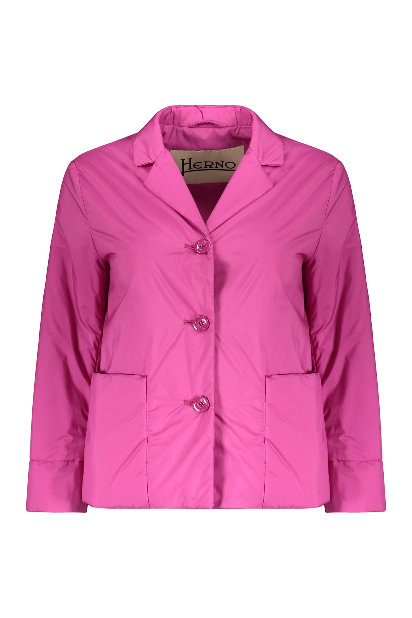 Herno Single-breasted Cropped Jacket In Pink
