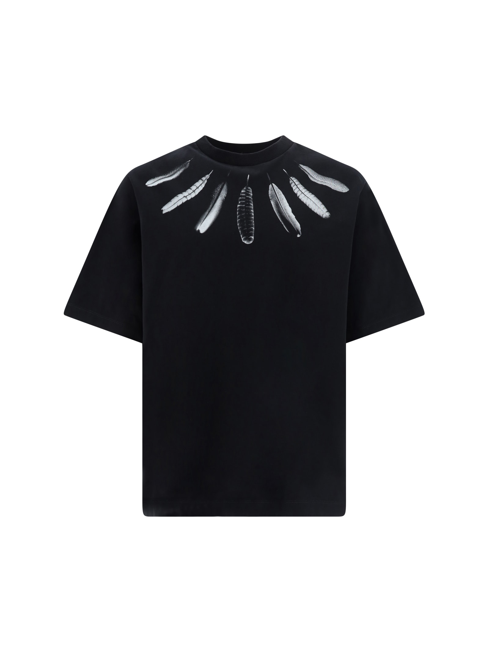 Shop Marcelo Burlon County Of Milan Collar Feathers T-shirt In Black White