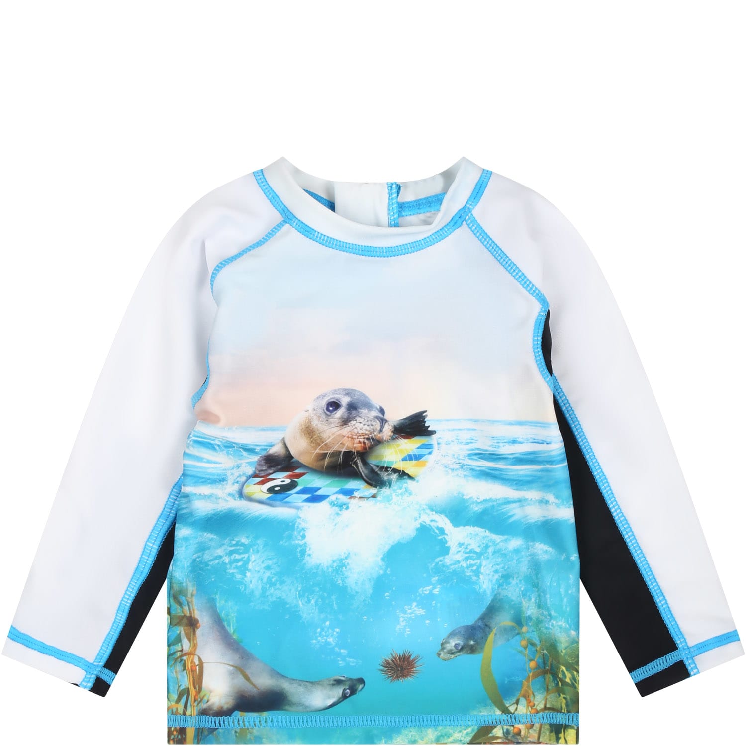 Molo Light Blue T-shirt For Baby Boy With Seal Print