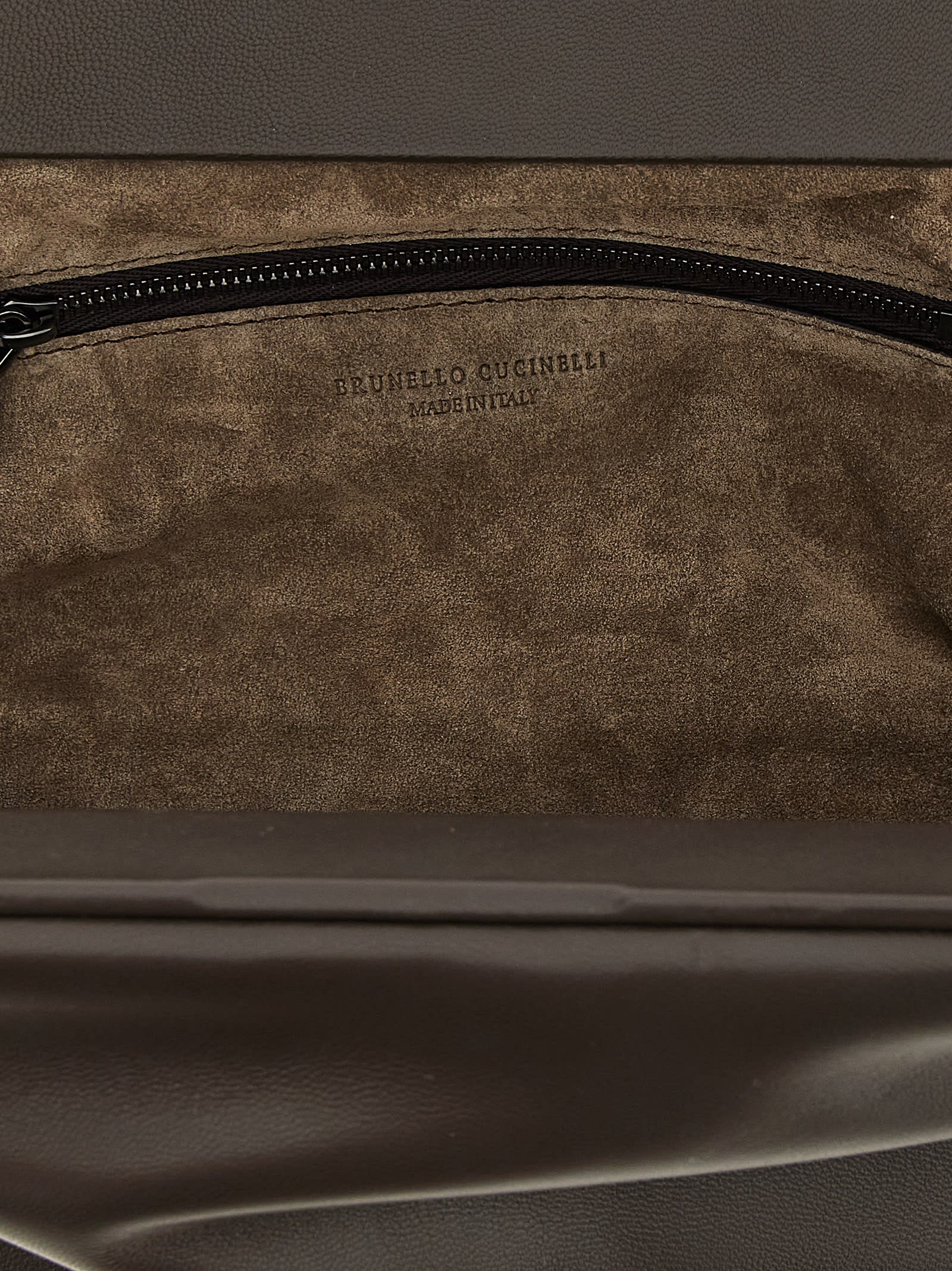 Brunello Cucinelli Chain Strap Shoulder Bag With Soft Texture In Gray