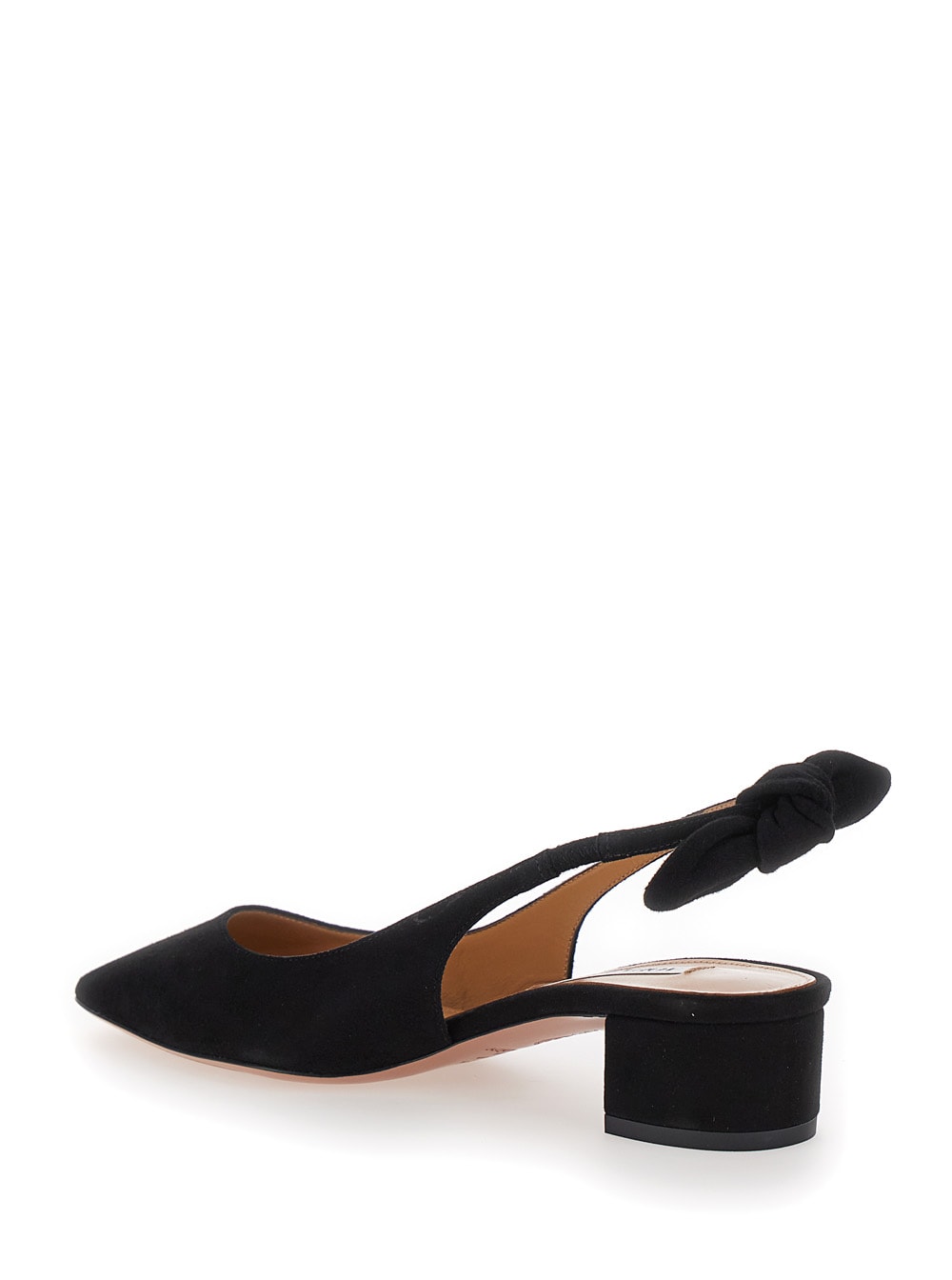 Shop Aquazzura Black Slingback With Bow Detail In Suede Woman