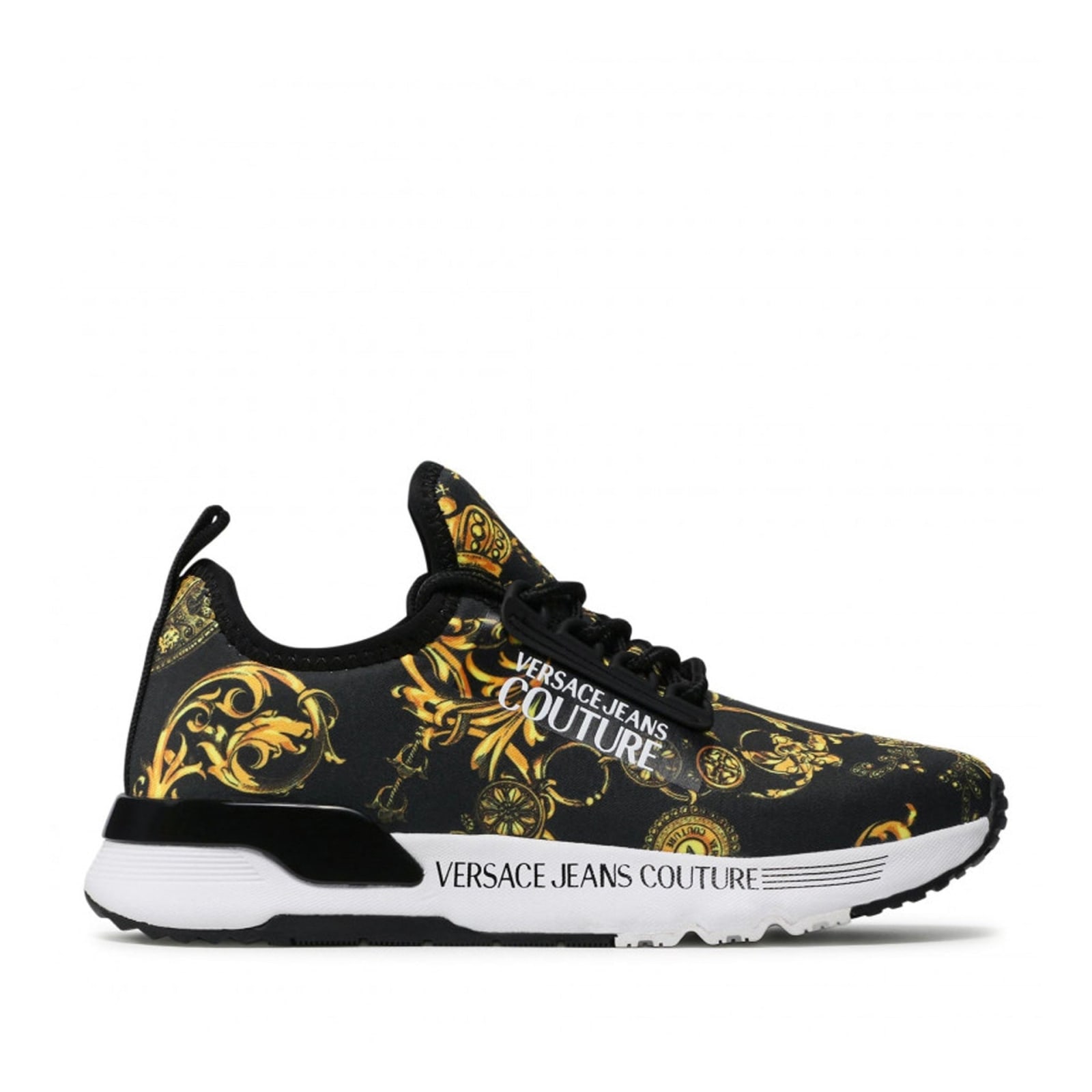 Shop Versace Jeans Couture Jeans Couture Printed Sneakers In Black