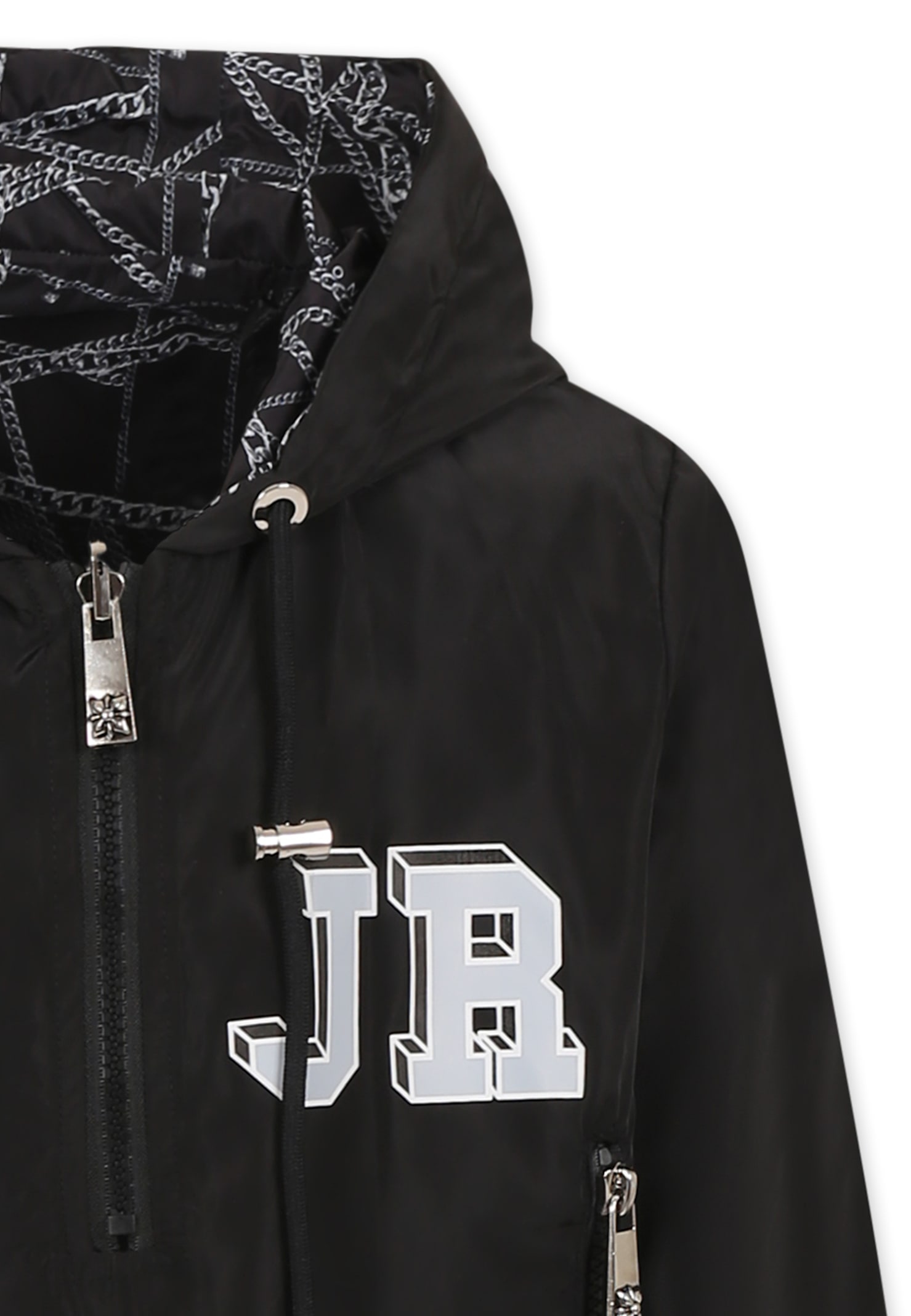 Richmond Black Reversible Jacket For Boy With Logo In Black