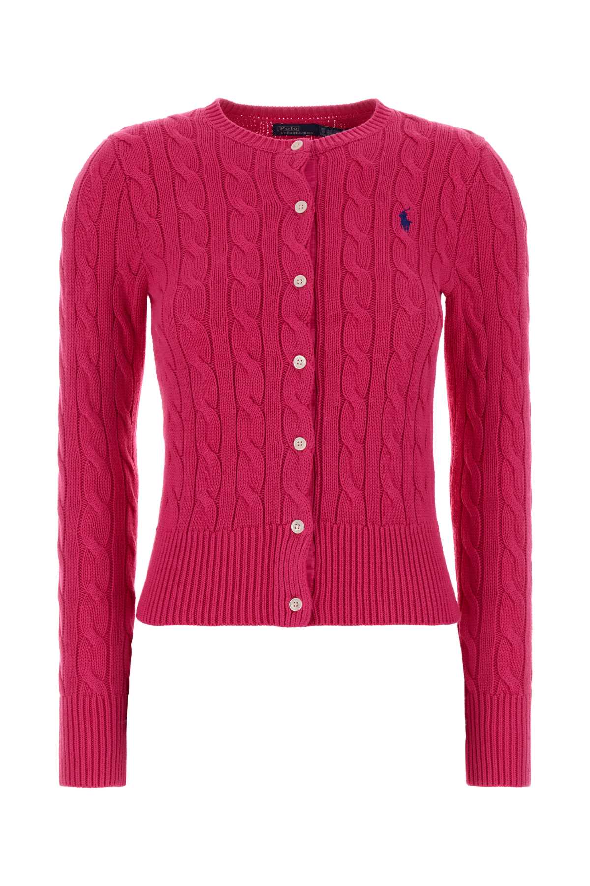 Polo Ralph Lauren Fuchsia Cotton Cardigan In Pink