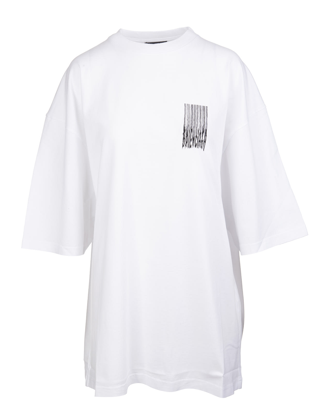 Balenciaga Woman White Wide Line Barcode T-shirt