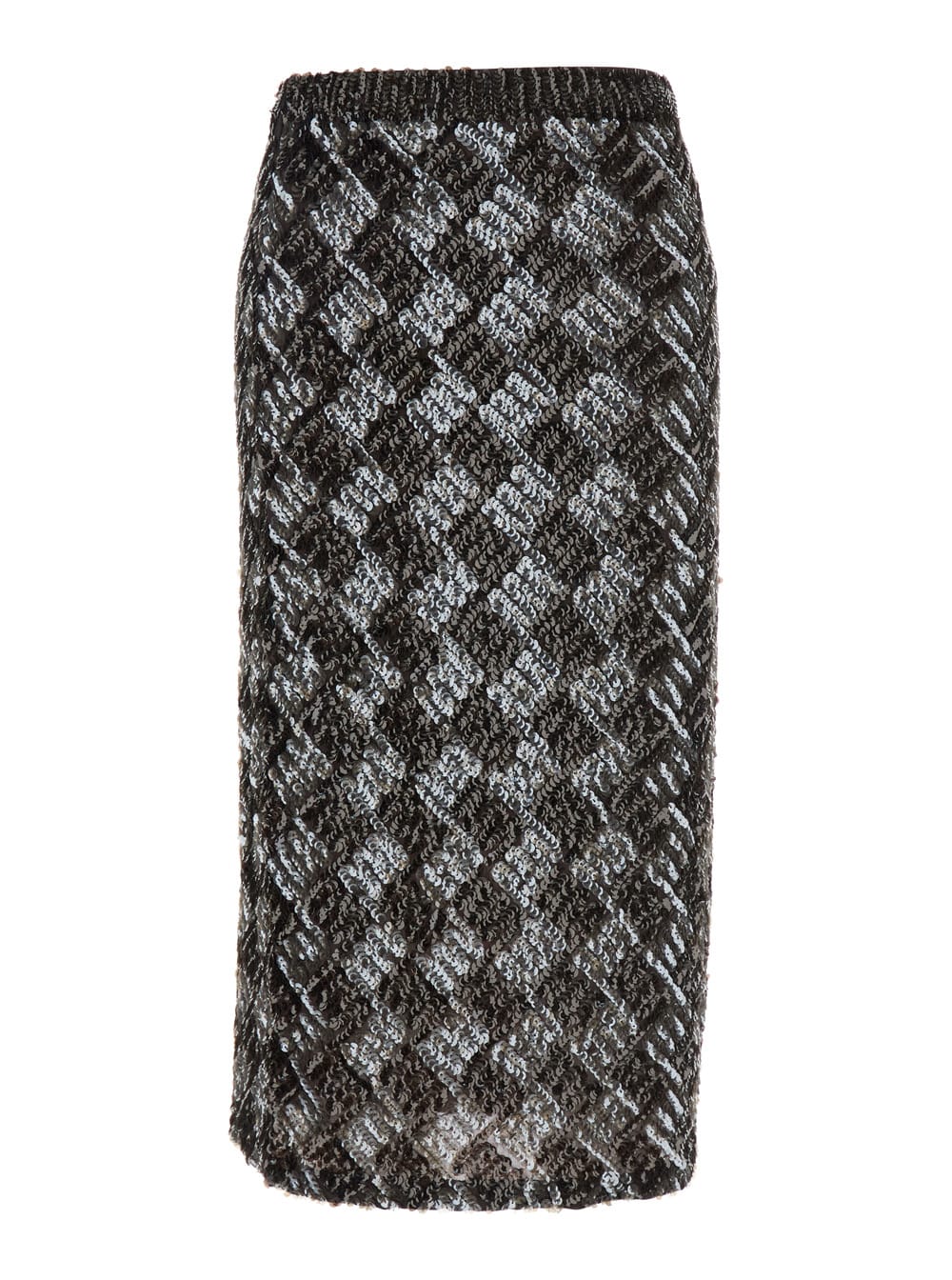 P.a.r.o.s.h Diamond-pattern Sequinned Skirt In Black