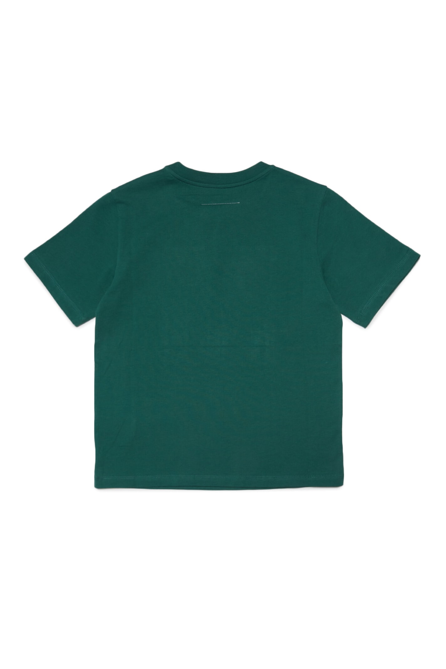 Shop Mm6 Maison Margiela Mm6t52u T-shirt Maison Margiela Green T-shirt In Jersey With Thick Logo In Verde