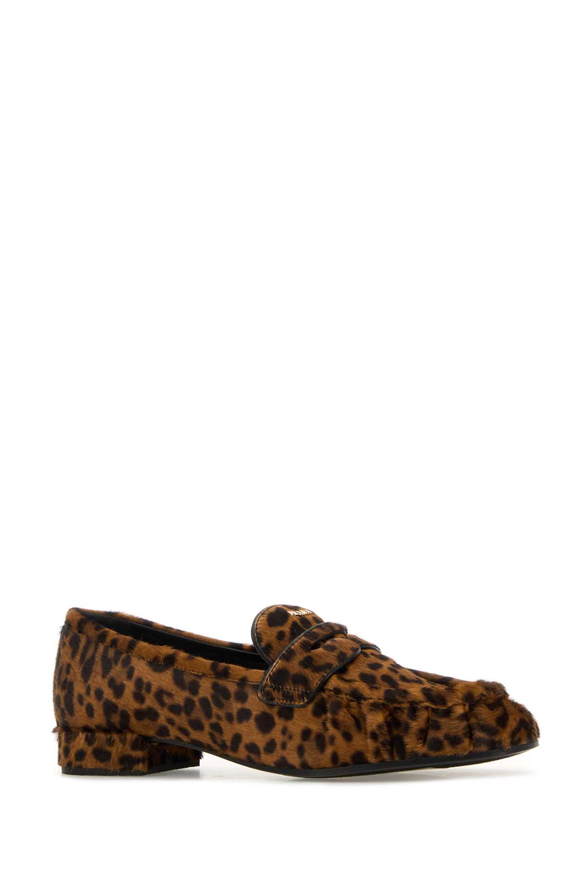 Prada Printed Calf Hair Loafers In Brown