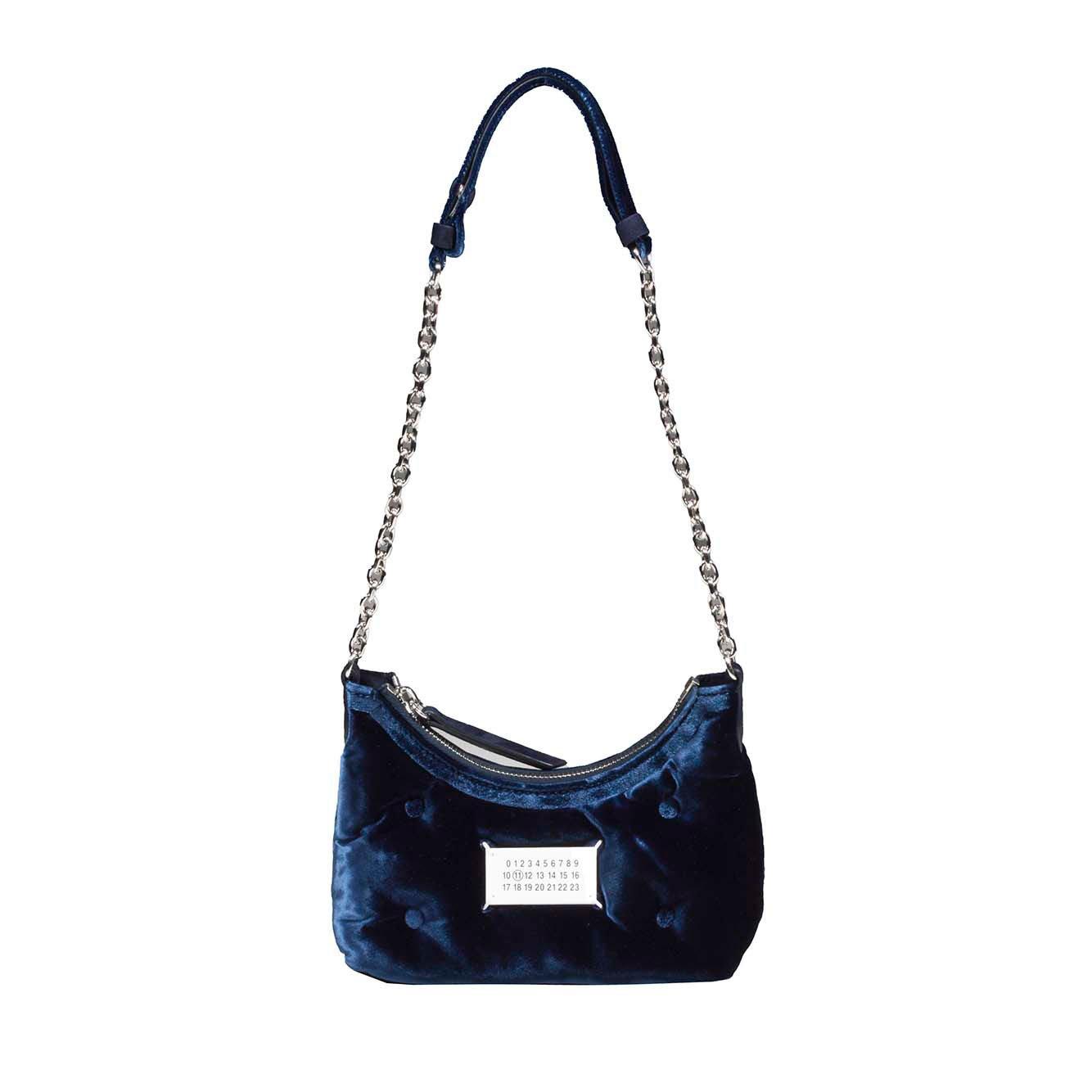 Shop Maison Margiela Glam Slam Micro Velvet Hobo Bag In Blue