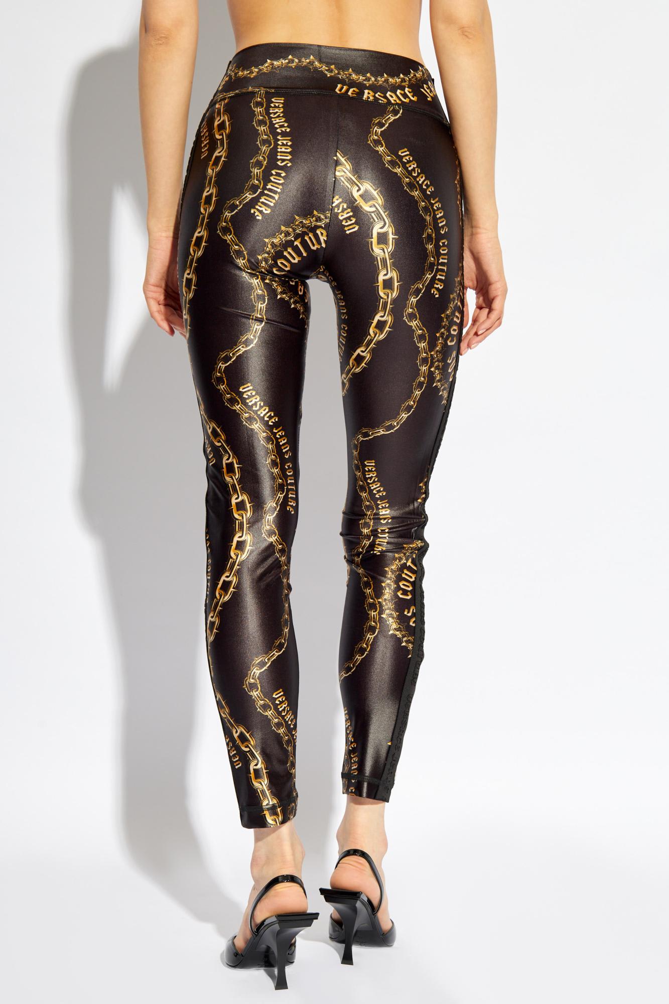 Shop Versace Jeans Couture Leggings With Pattern In Multicolour