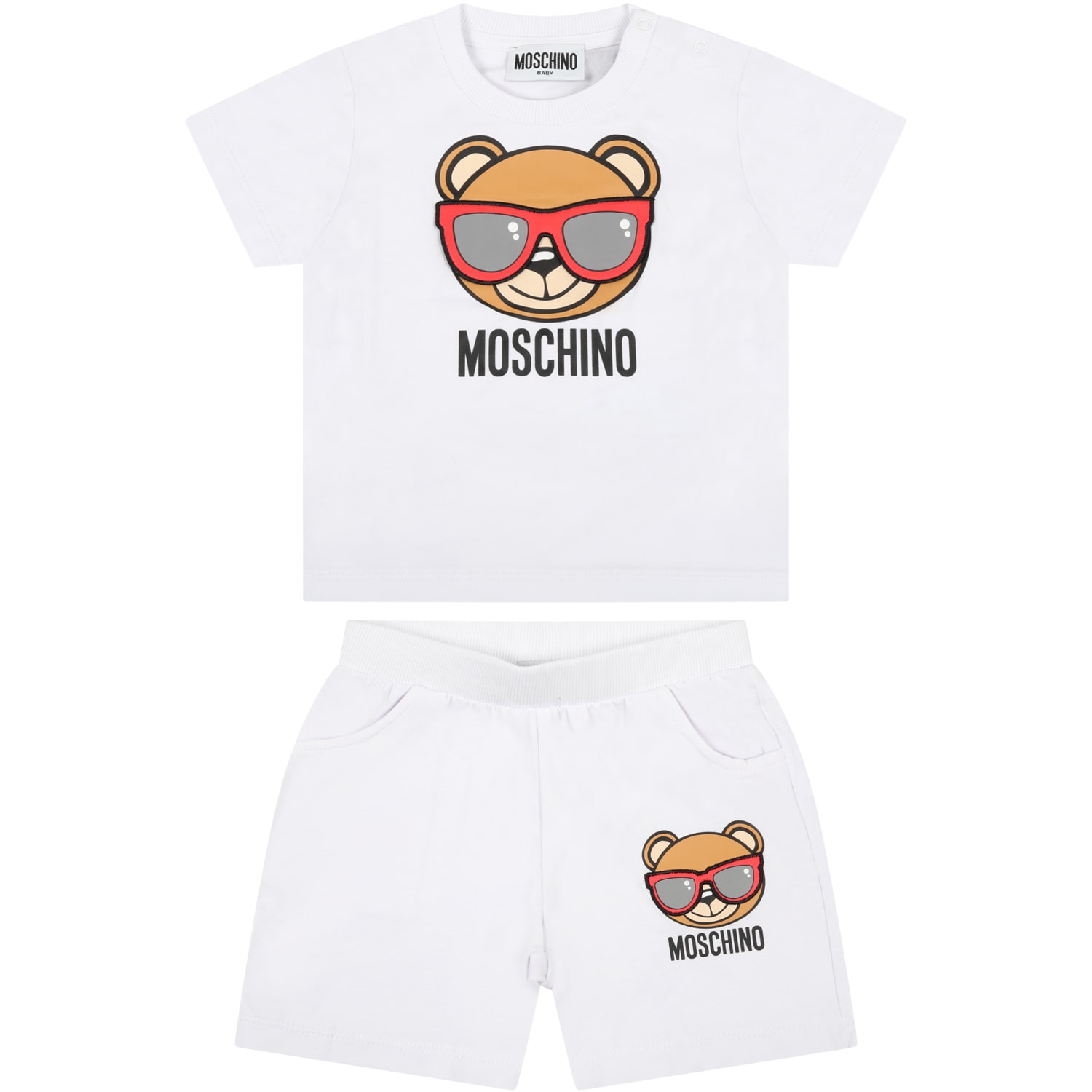 Moschino white set for baby boy with teddy bear