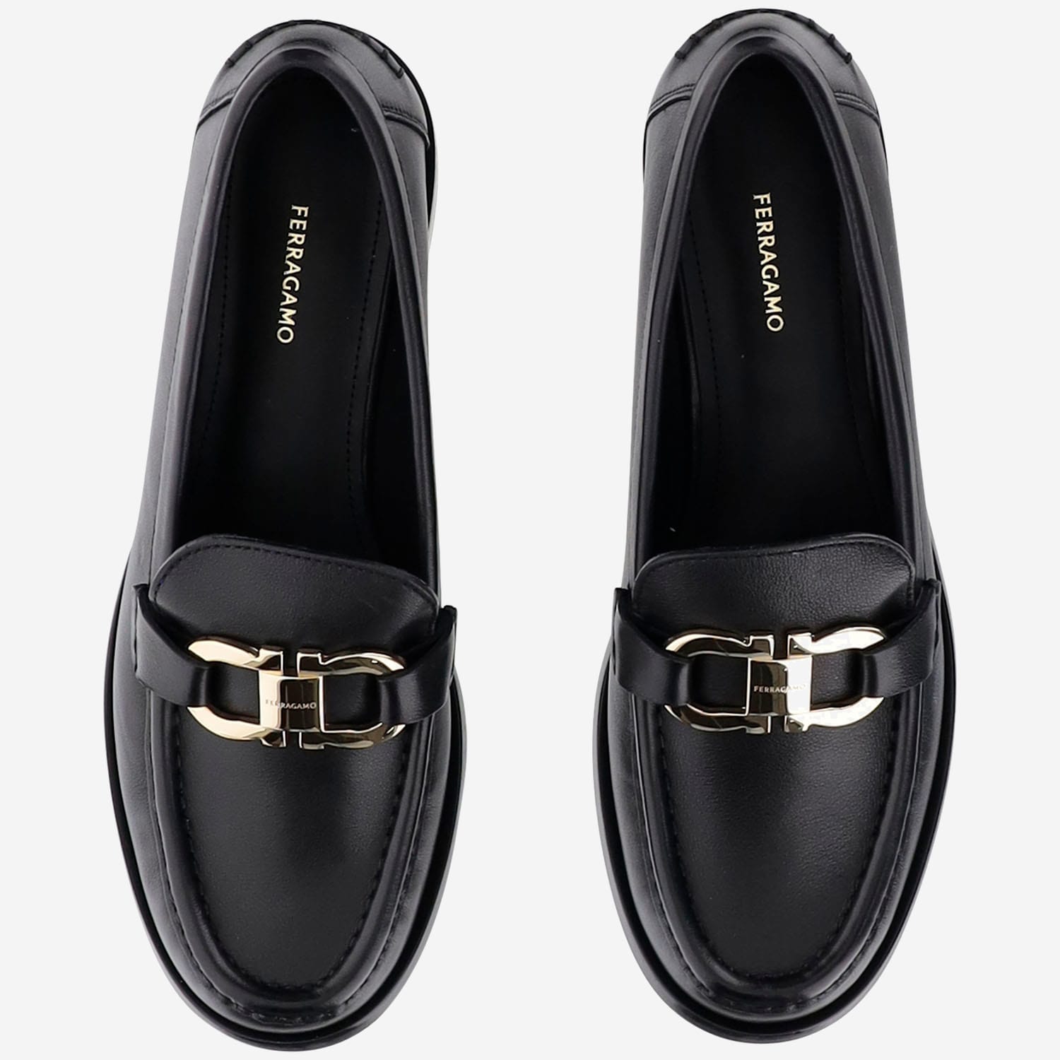 Ferragamo Leather Loafer With Iconic Gancini Detail In Multi