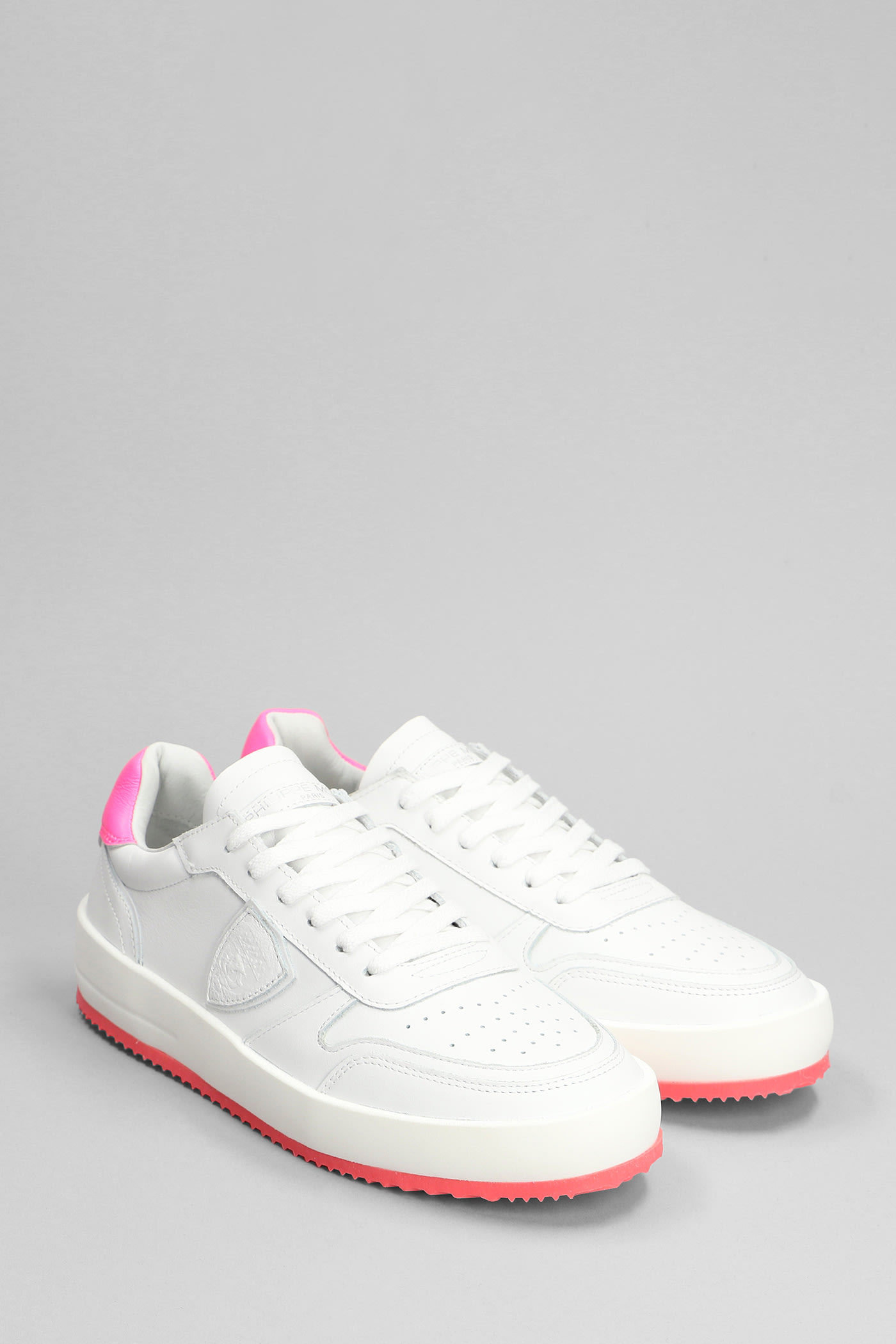 Shop Philippe Model Nice Low Sneakers In White Leather