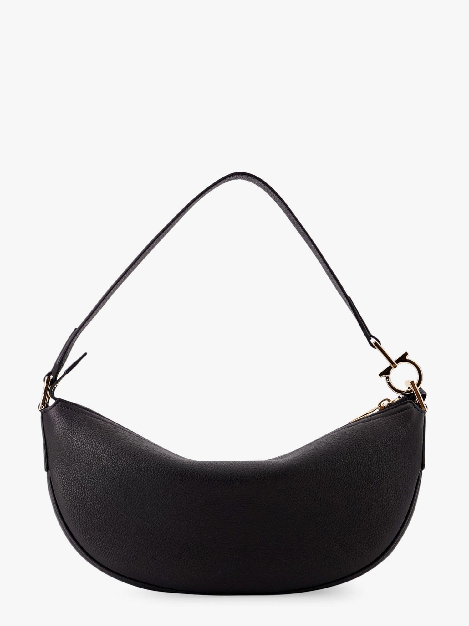 Shop Ferragamo Hobo Bag S Hammered Leather Shoulder Bag In Black