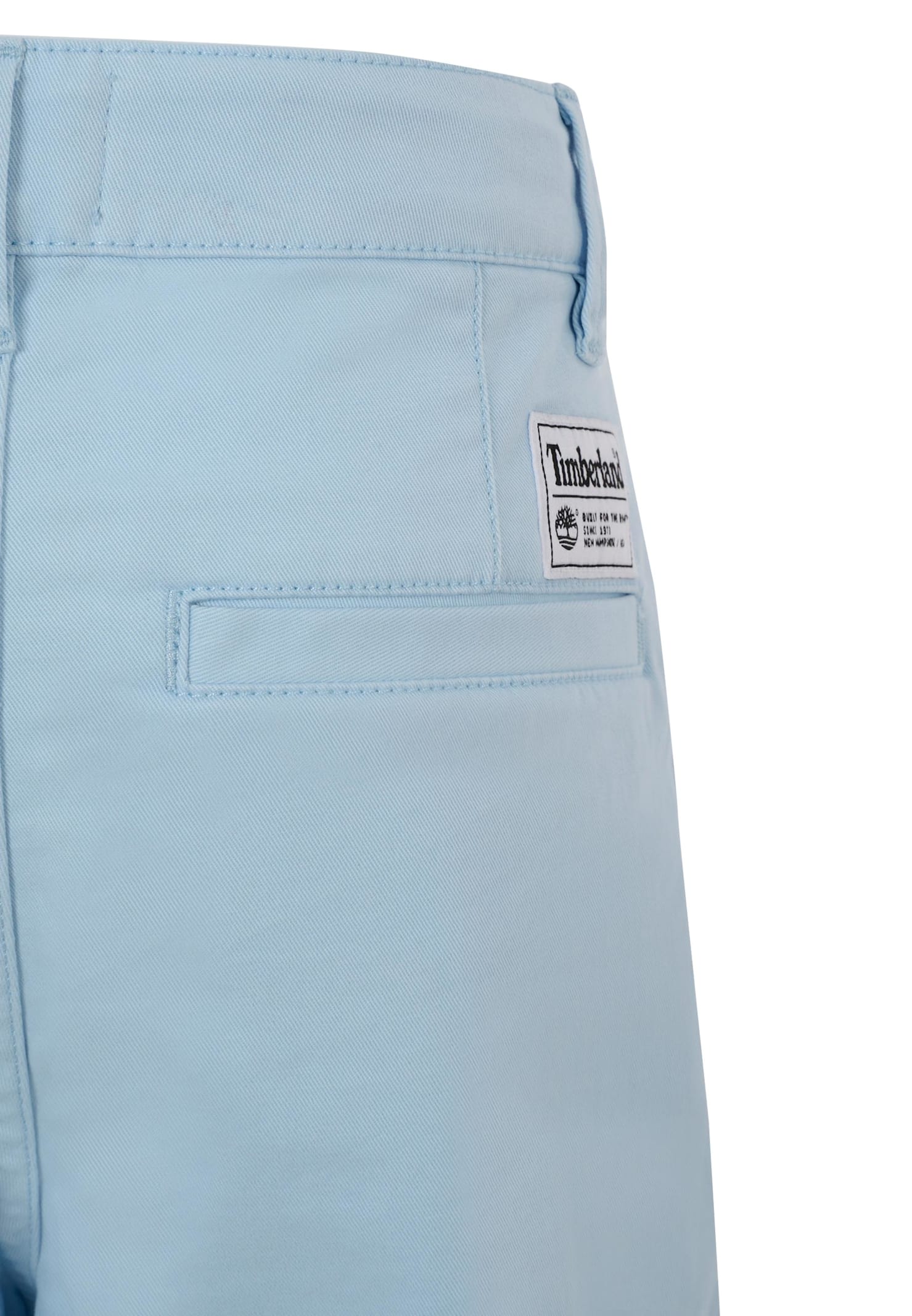Timberland Light Blue Shorts For Boy With Logo In Blue