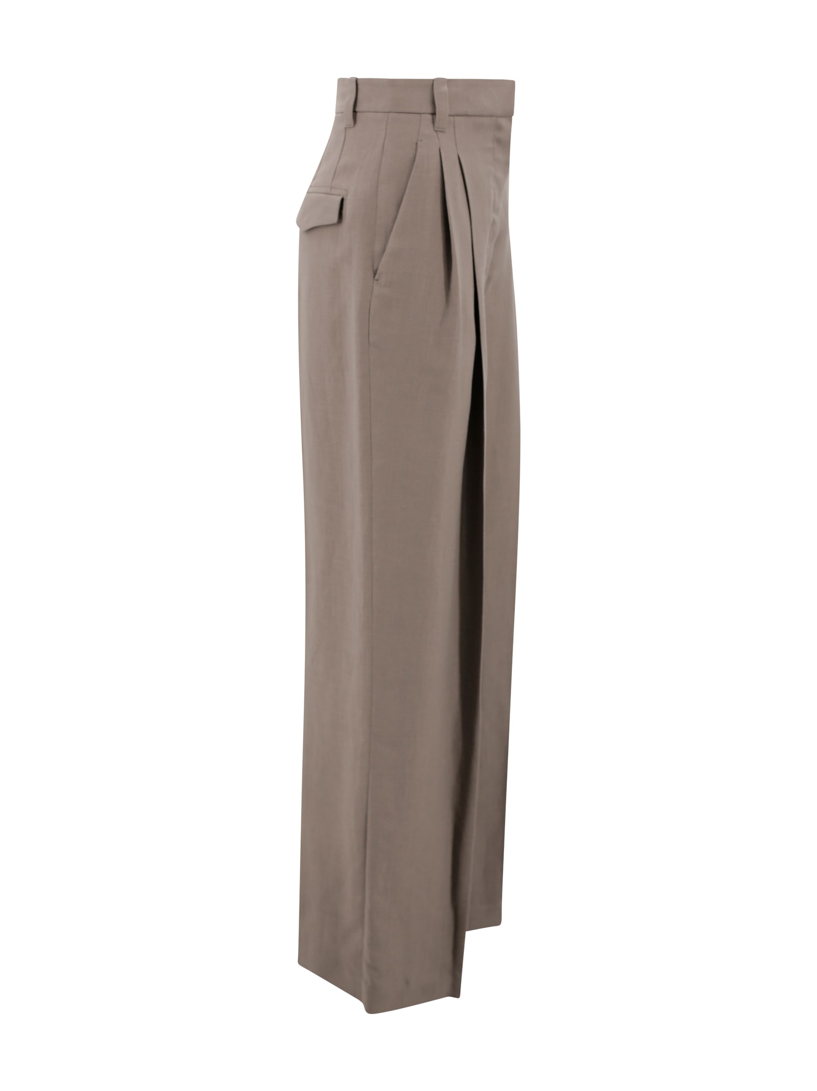Shop Brunello Cucinelli Tailored Pants In Organic Linen Blend In Brown