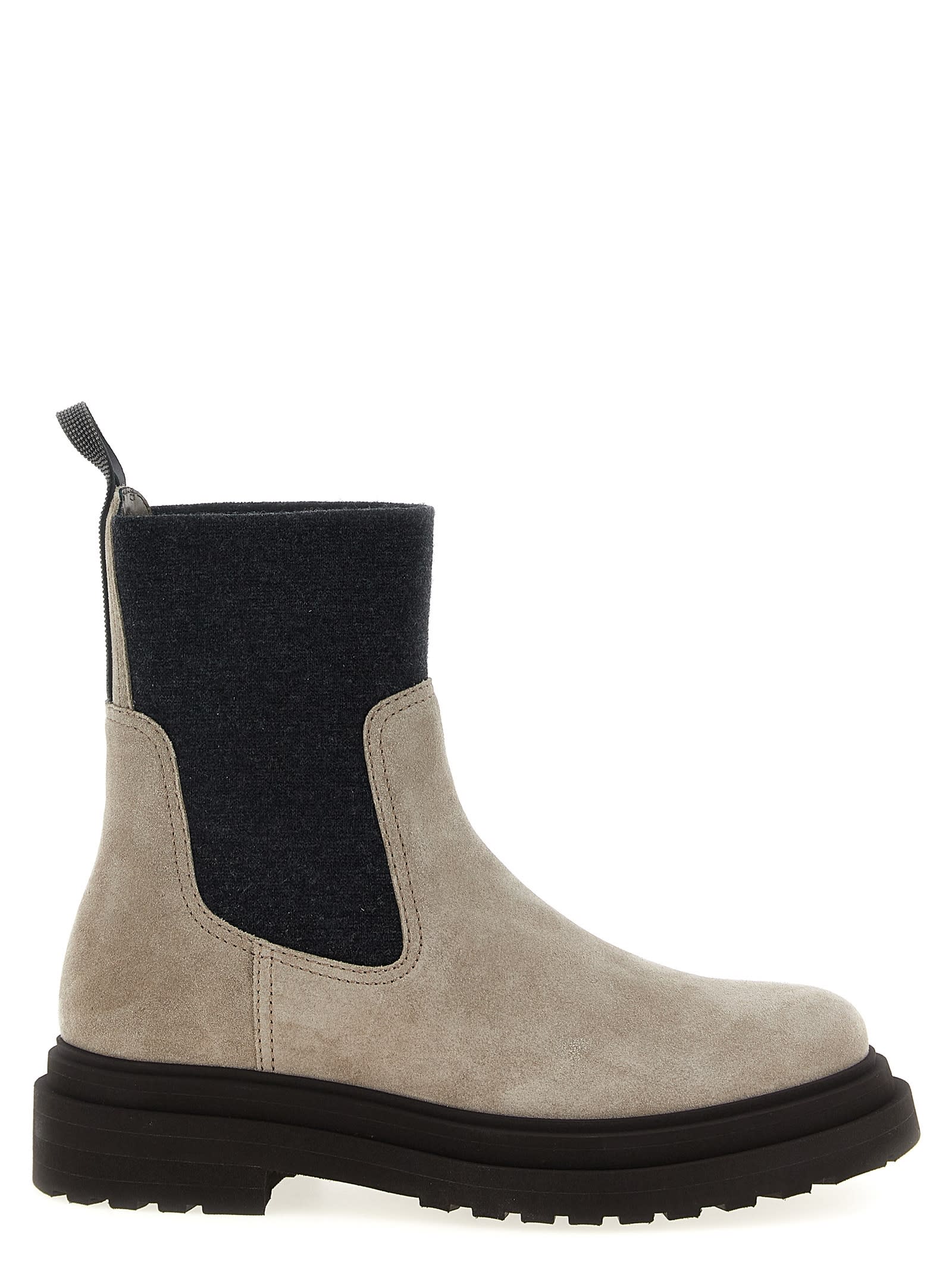 Brunello Cucinelli Precious Loop Detail Ankle Boots In Neutral