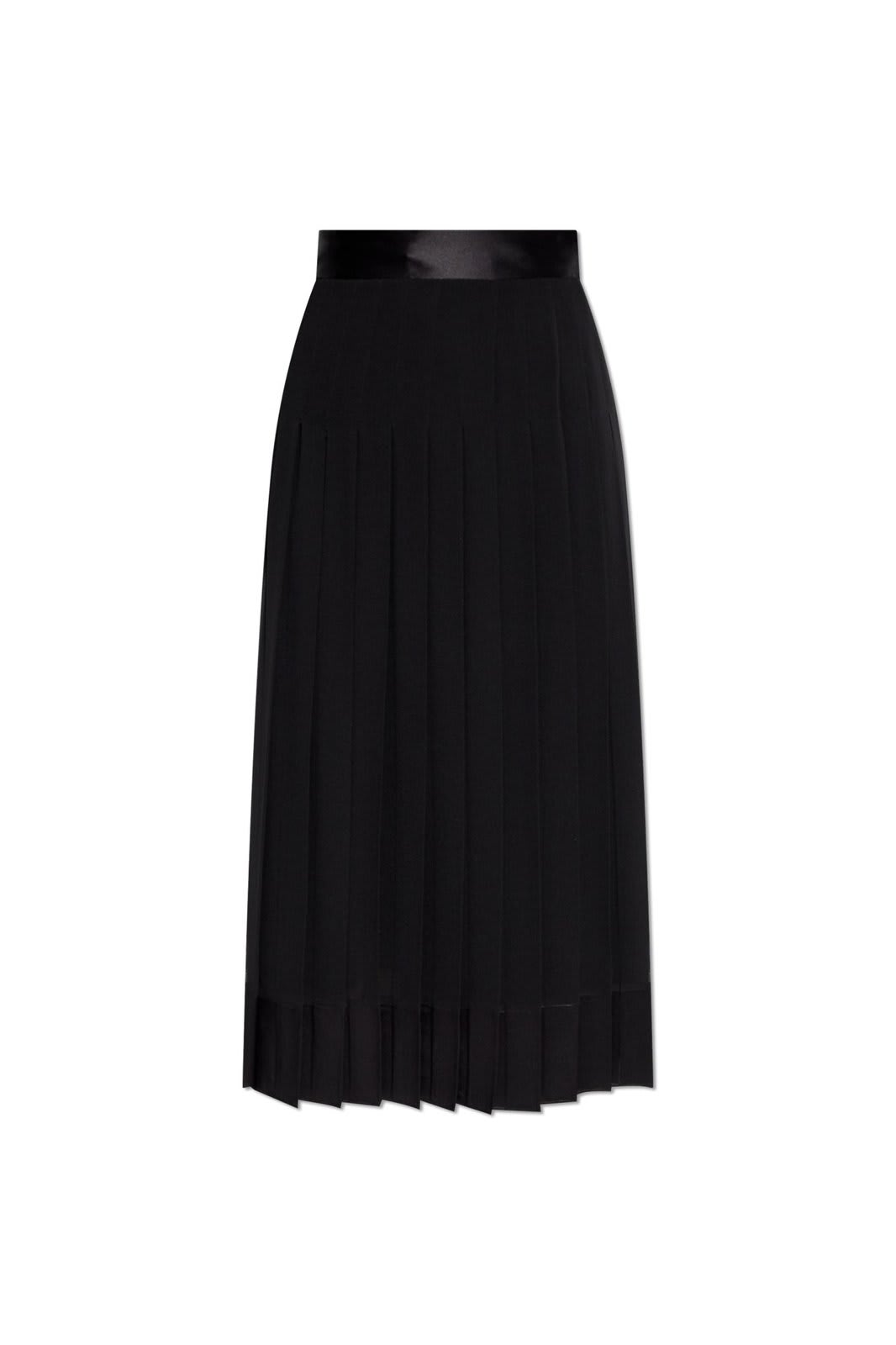 Shop Dolce & Gabbana Pleated Midi Skirt In Nero