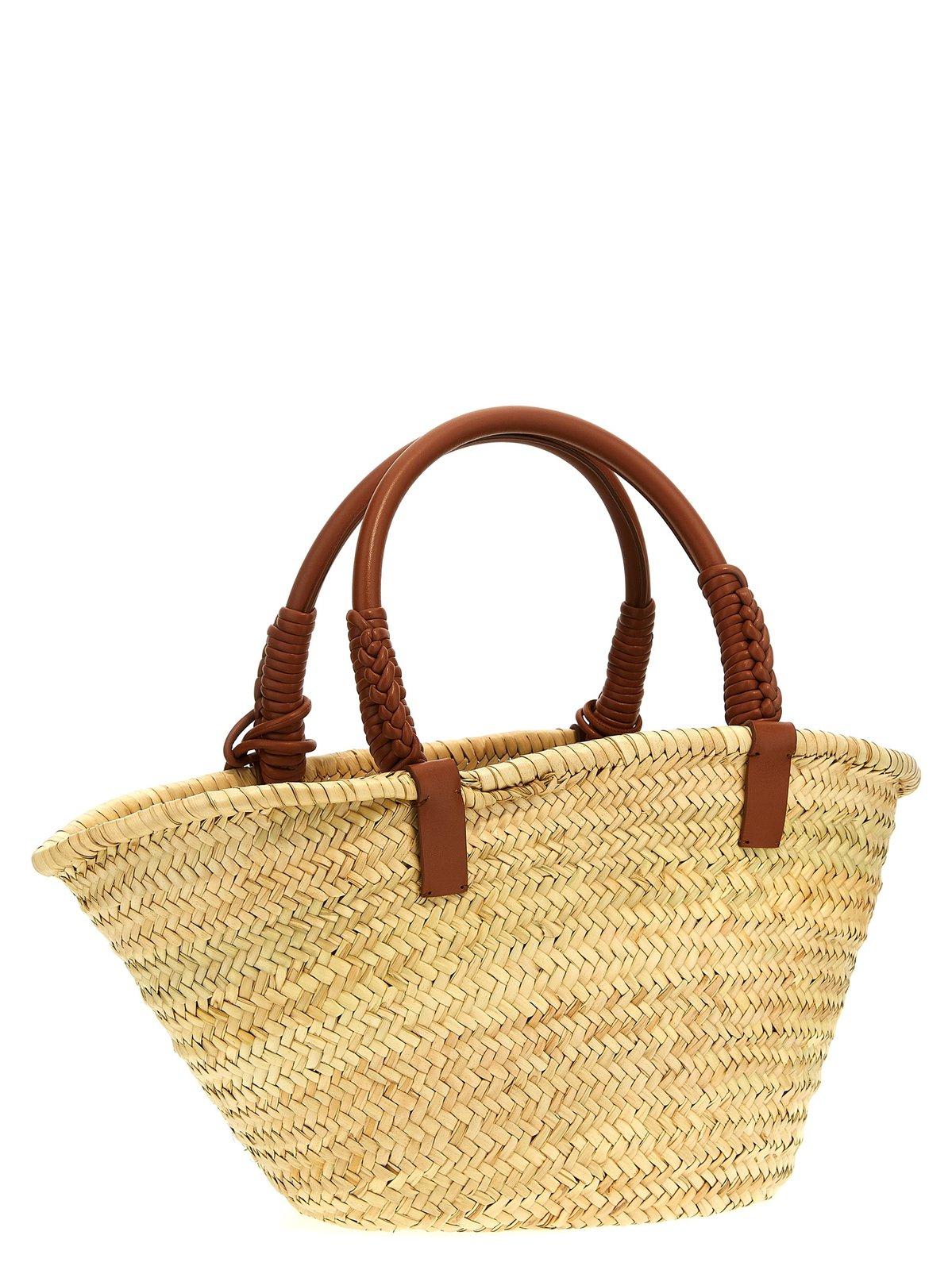 Shop Alanui Icon Palm Leaf Big Tote Bag In Brown