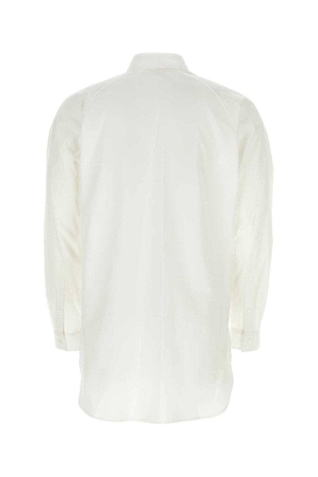 Shop Yohji Yamamoto Broad A Ashymme Notched Shirt In White