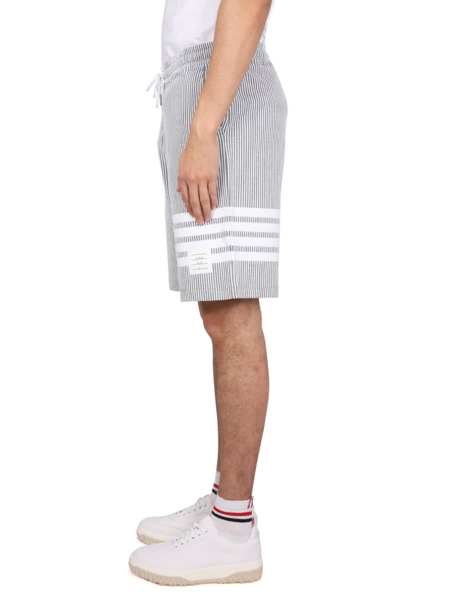 Thom Browne Grey Striped Bermuda Shorts In Grey