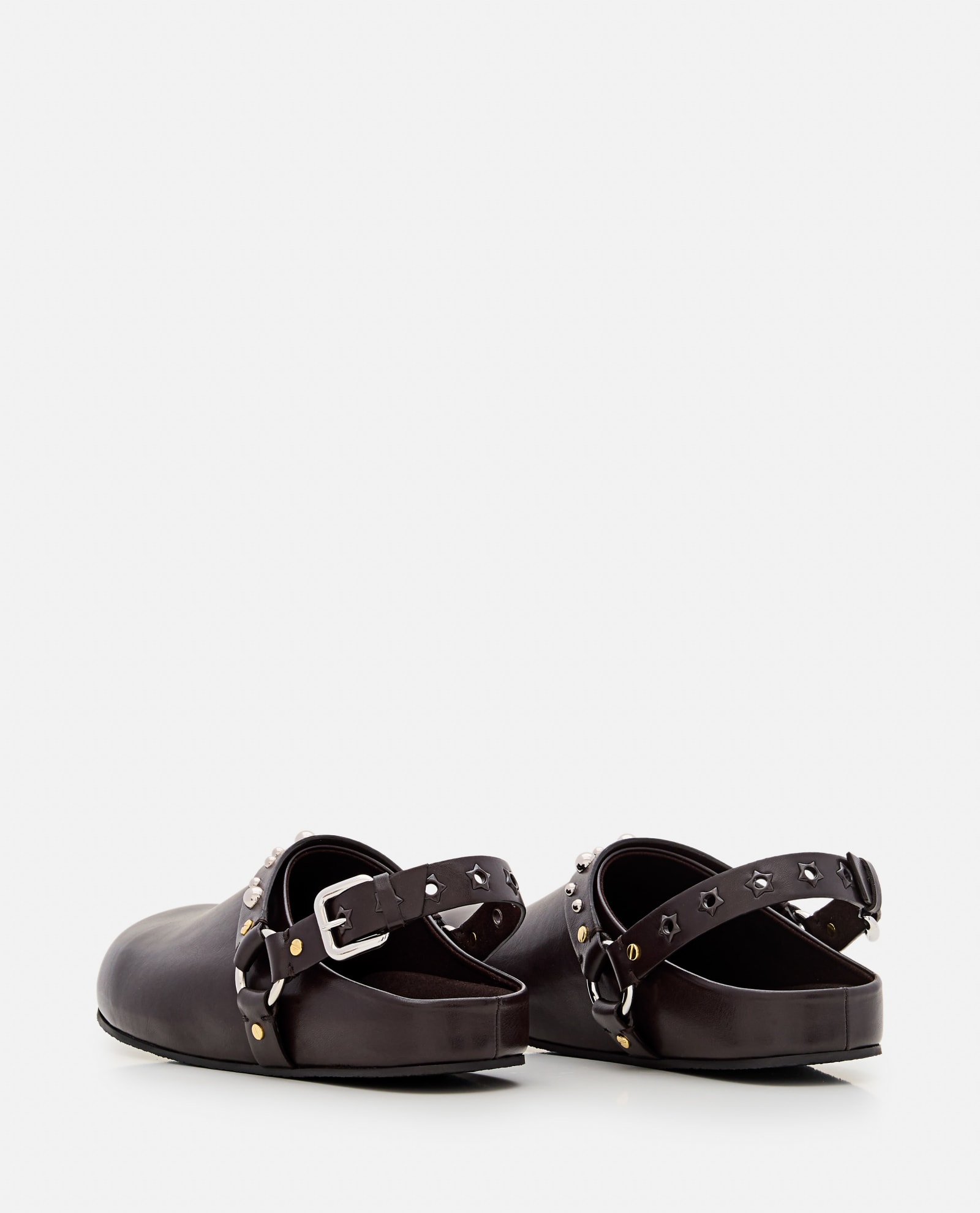 Shop Stella Mccartney Elyse Alter Mat Slippers W/studs In Brown