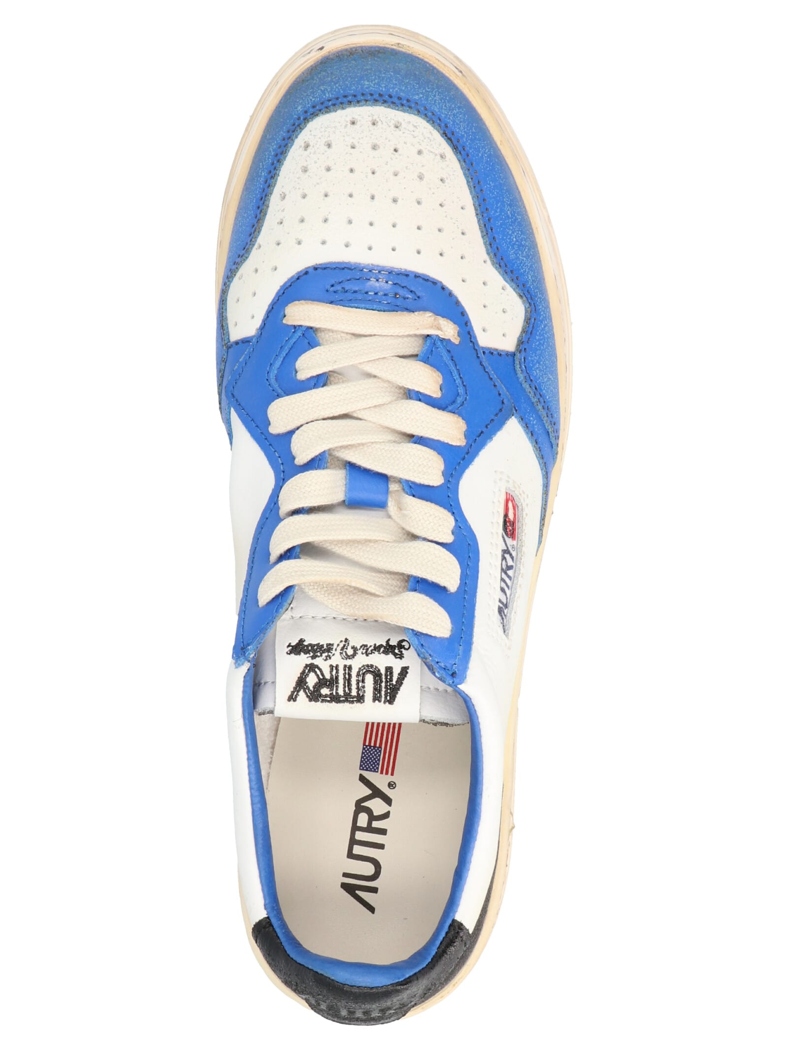 Shop Autry 01 Low Super Vintage Sneakers In White/blue/black