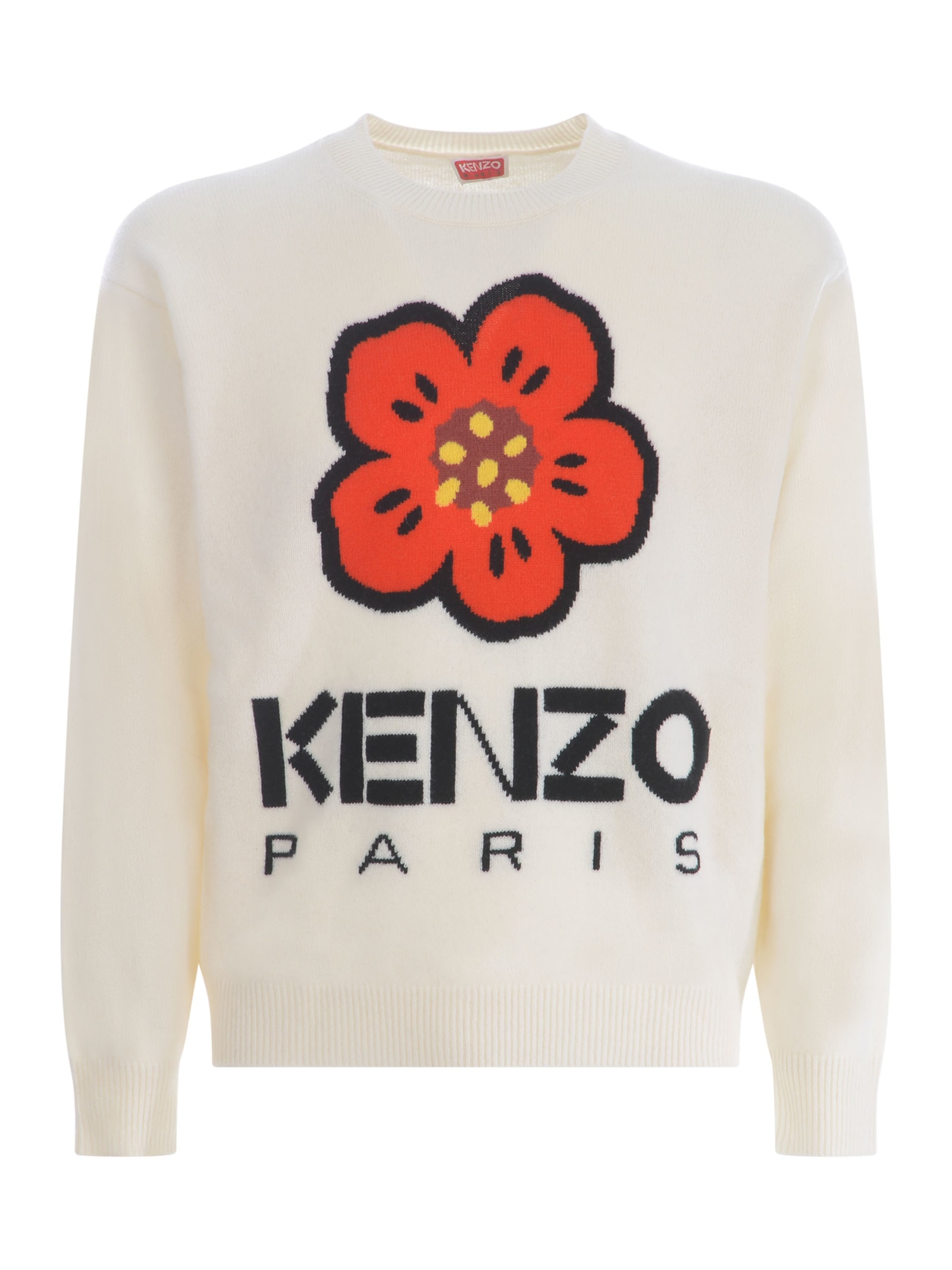 Shop Kenzo Sweater  Flower In Wool In Beige