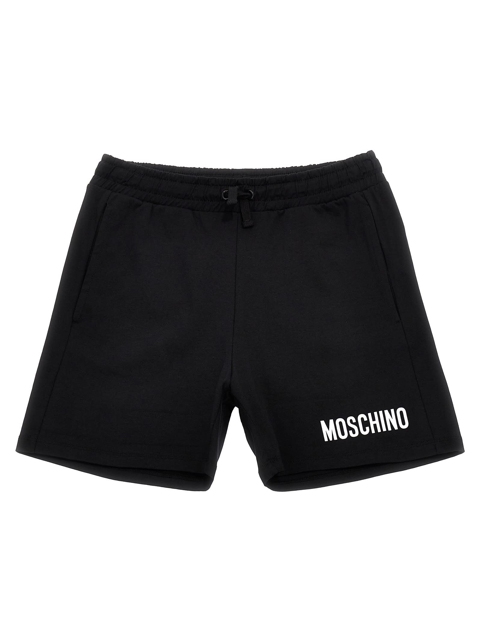 Moschino Logo Print Track Shorts In Black