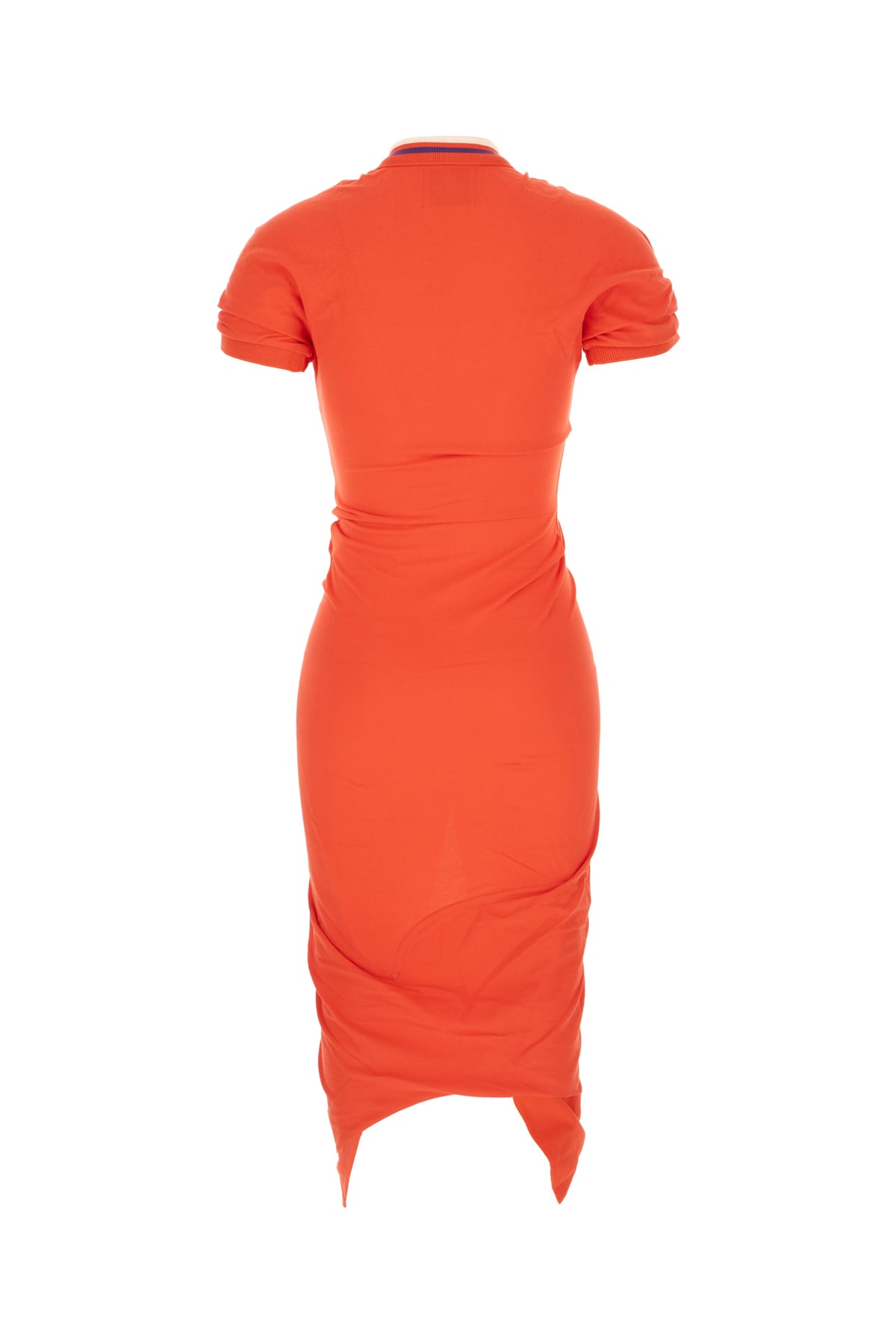 Vivienne Westwood Pulling Ruched Asymmetric Cotton Midi Dress In Hibiscus