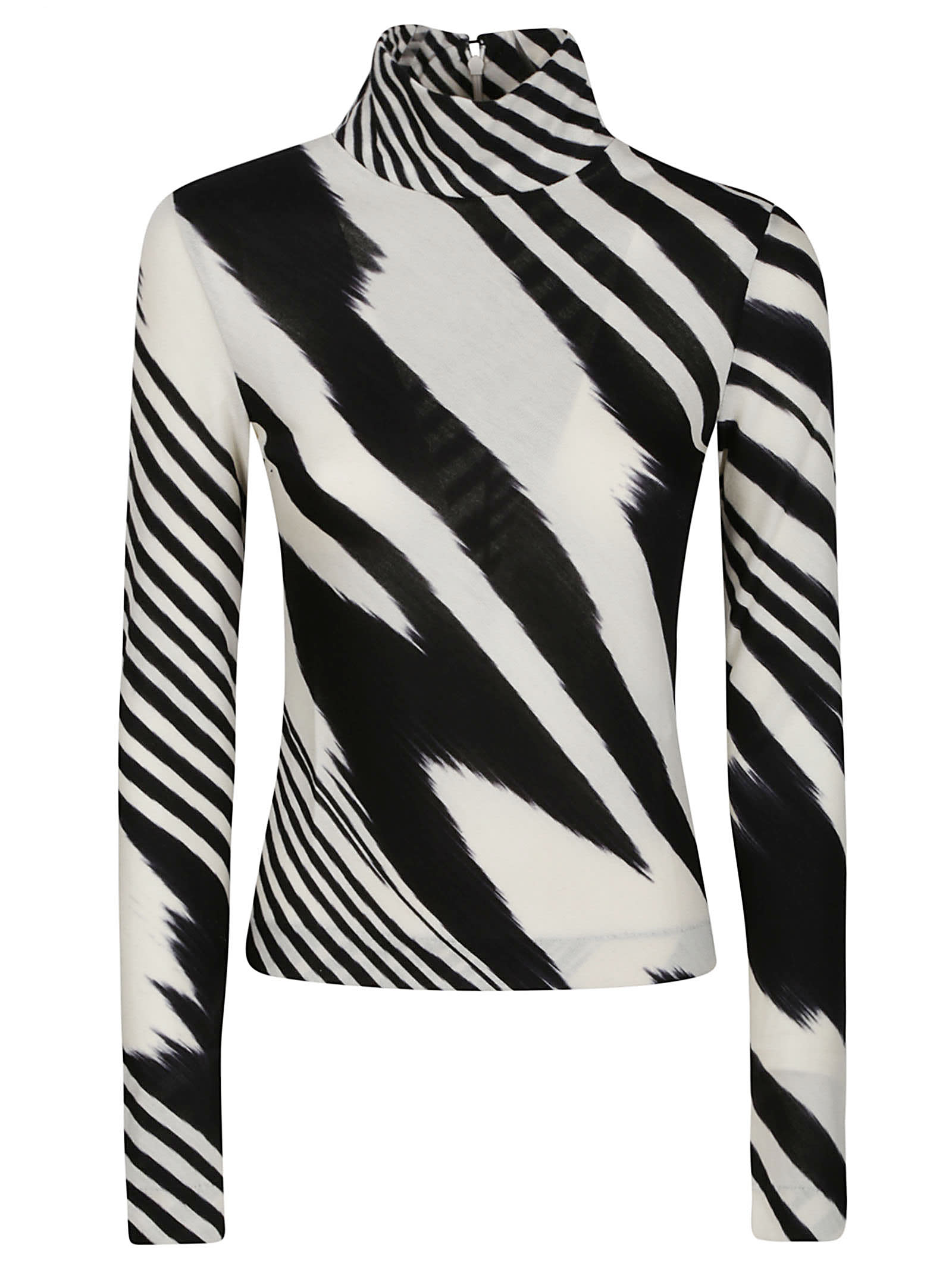 Missoni Turtle Neck Sweater In Black/white Space Dyed