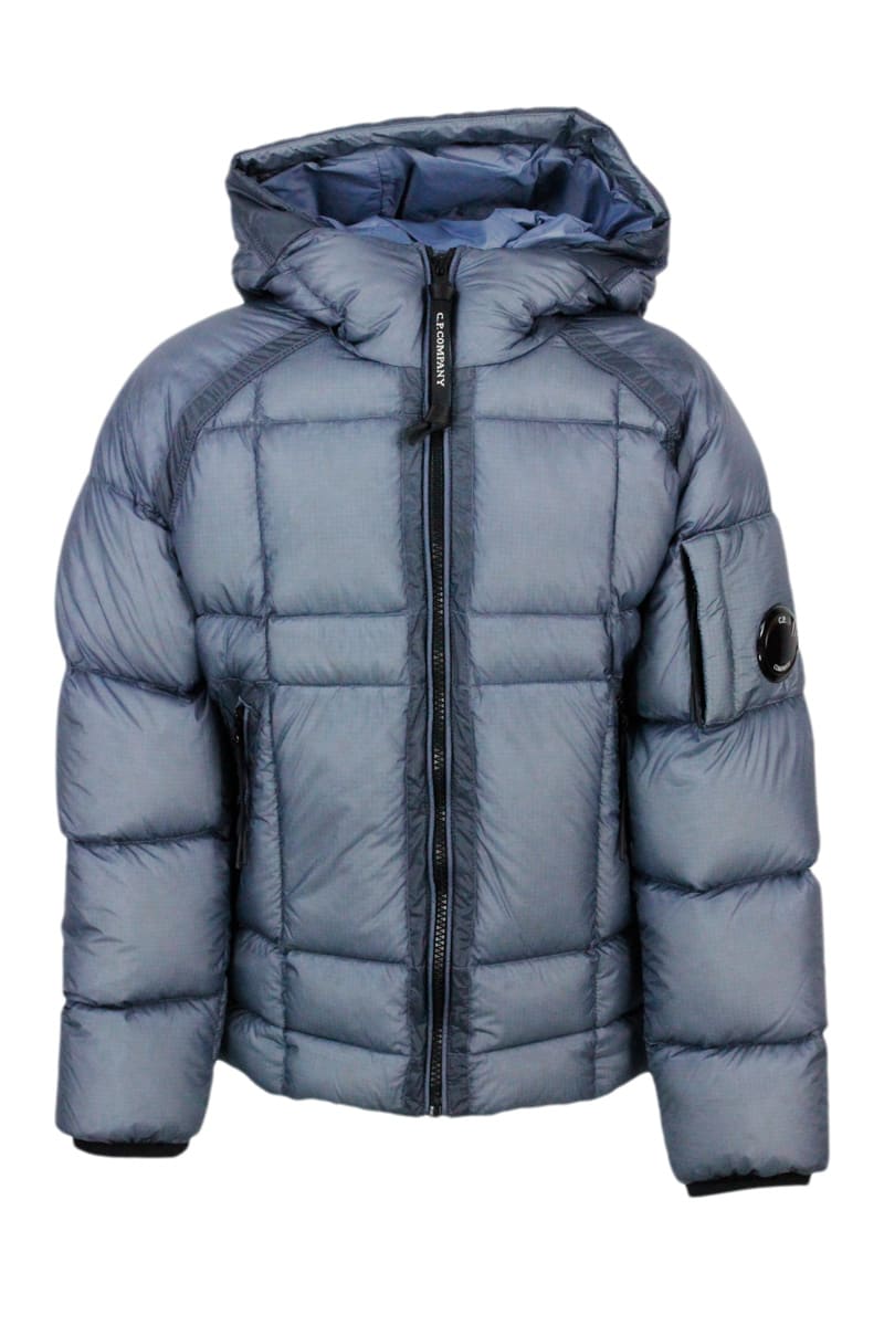 C.P. Company Dd Shell Down Jacket In Real Goose Down In Ultralight Fabric With Checkered Texture.