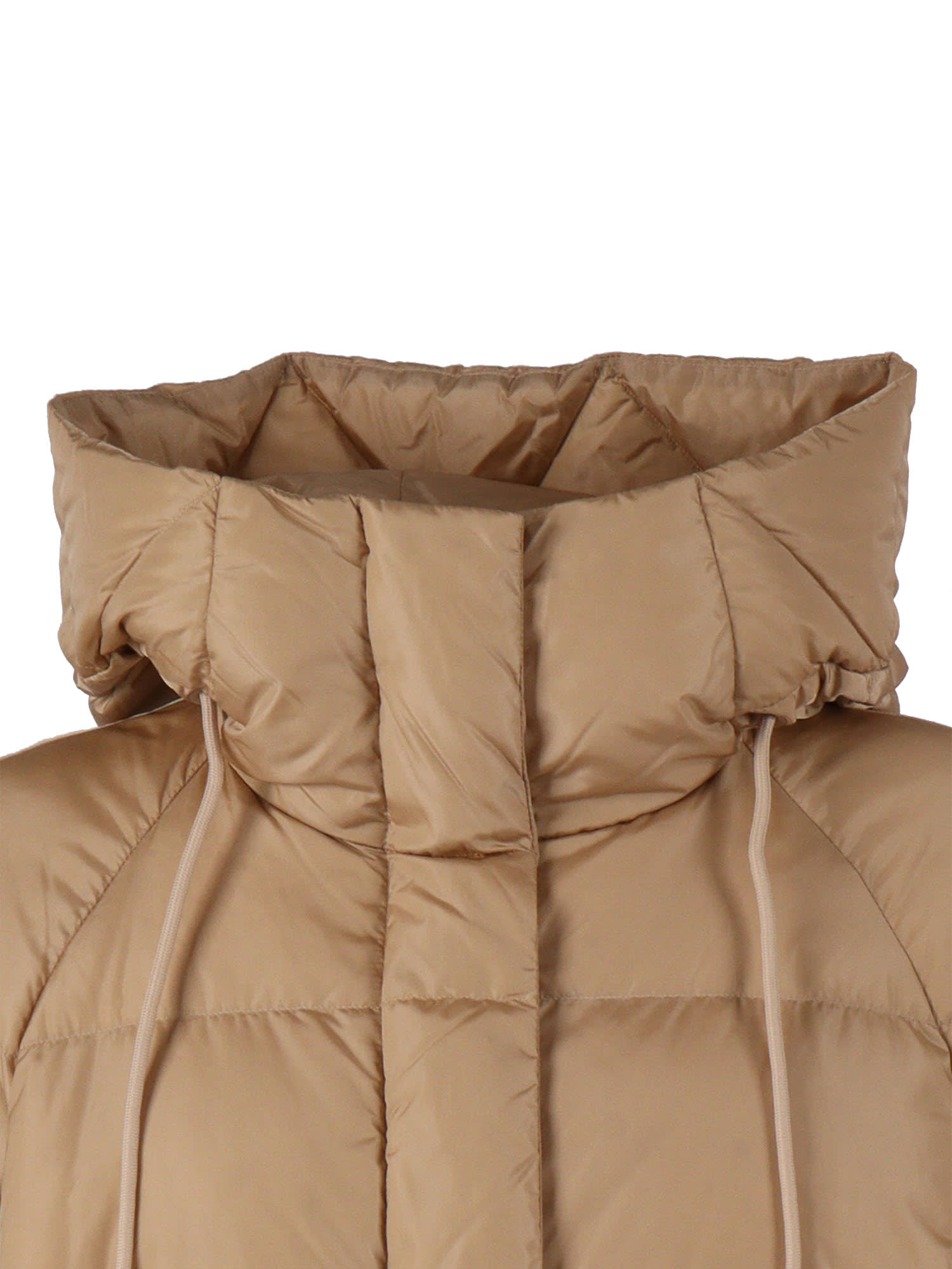 Weekend Max Mara Quilted Hooded Coat Drawstring Detail In Neutral