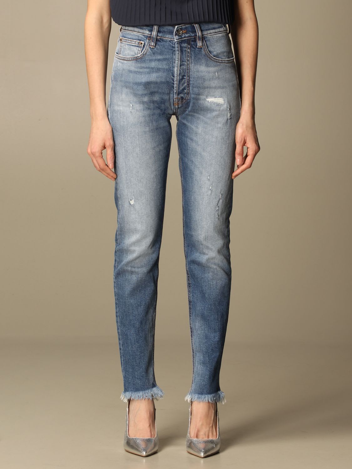 CYCLE JEANS CYCLE SKINNY JEANS IN DENIM WITH RIPS,P531215 D100 07