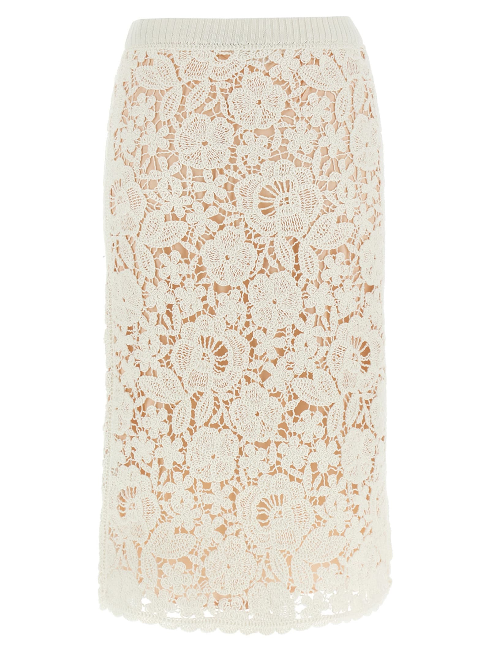 P.a.r.o.s.h Copper Midi Skirt In White