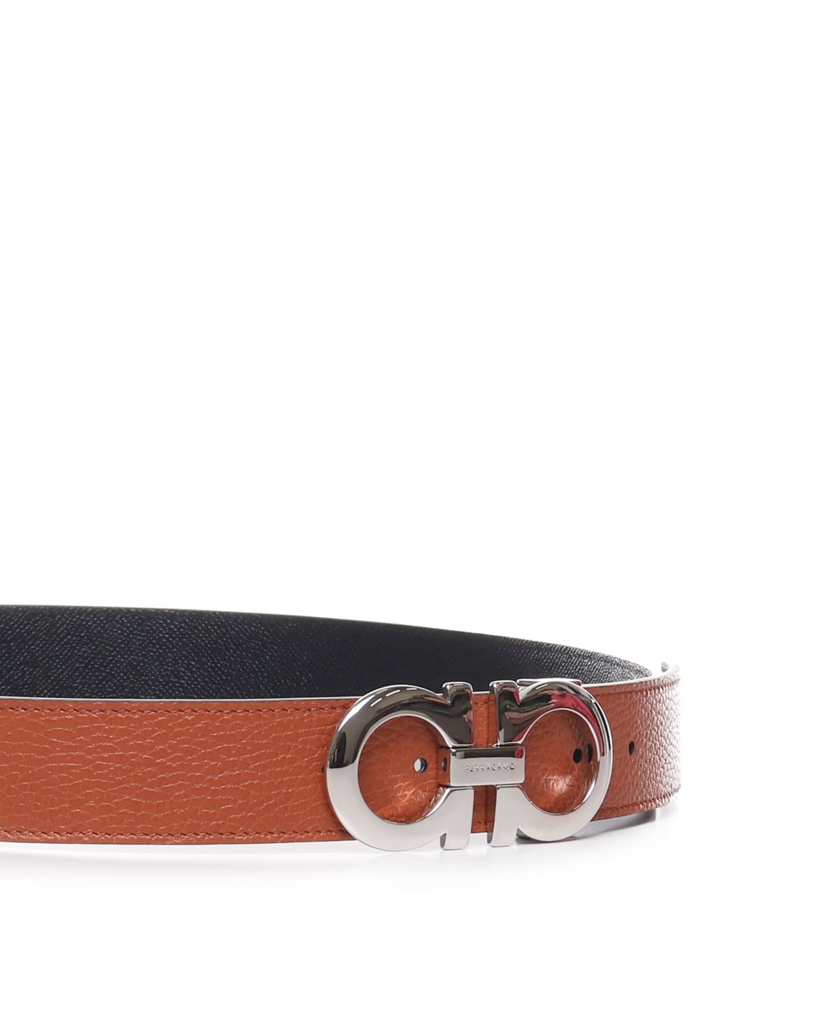 Shop Ferragamo Reversible Gancini Belt In Terracotta, Black