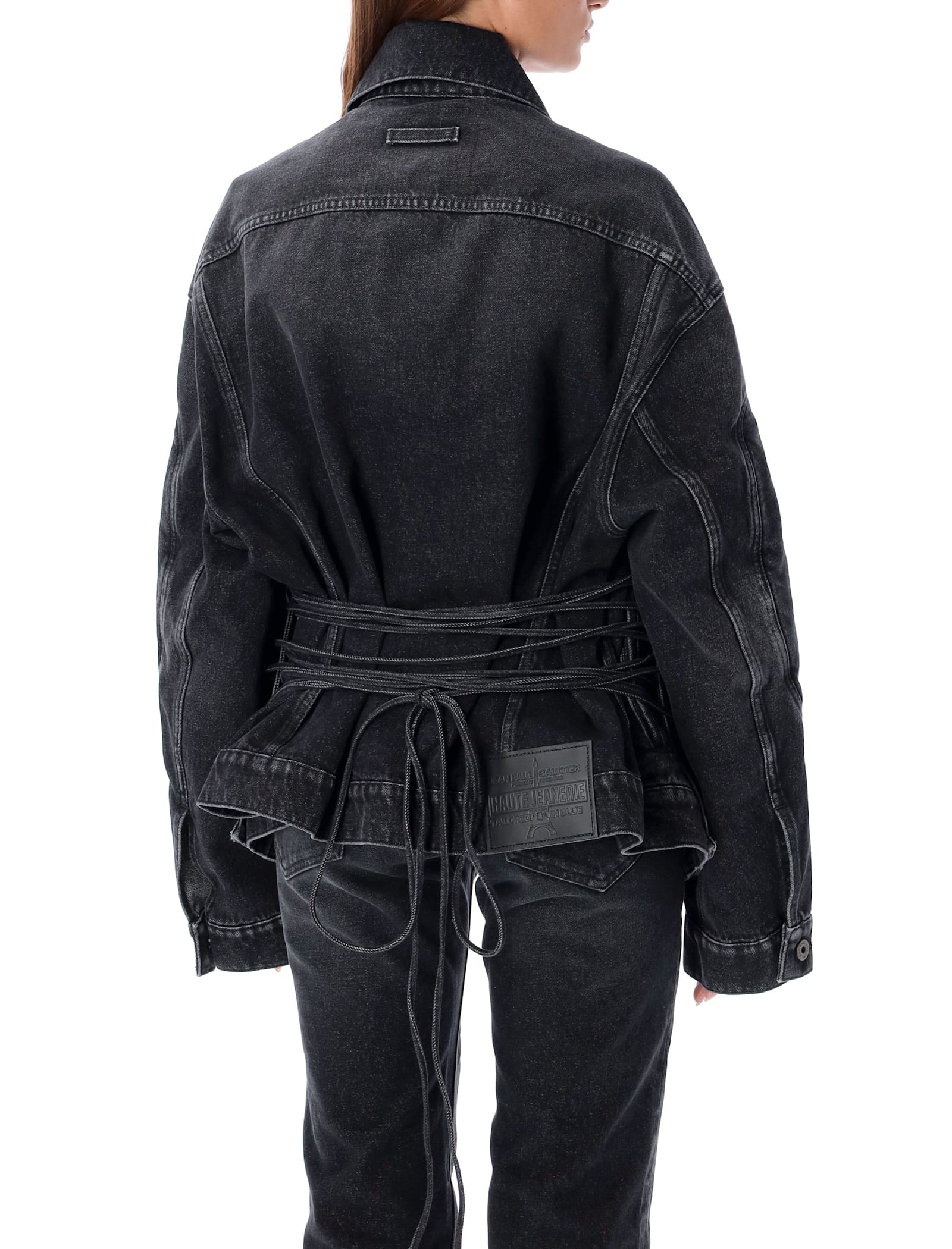 Shop Jean Paul Gaultier Denim Jacket Lacing In Vintage Black