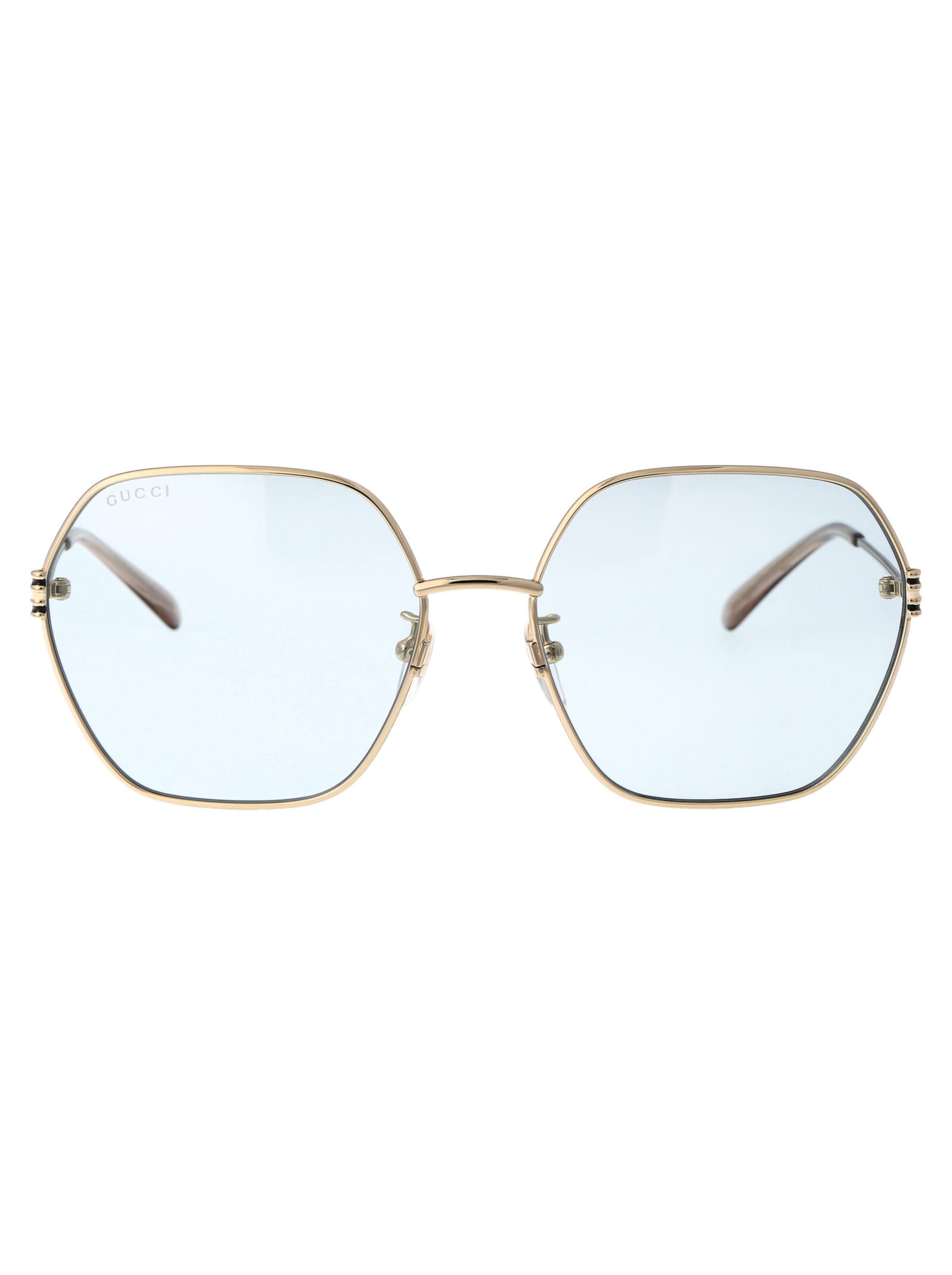Shop Gucci Gg1285sa Sunglasses In 004 Gold Gold Light Blue