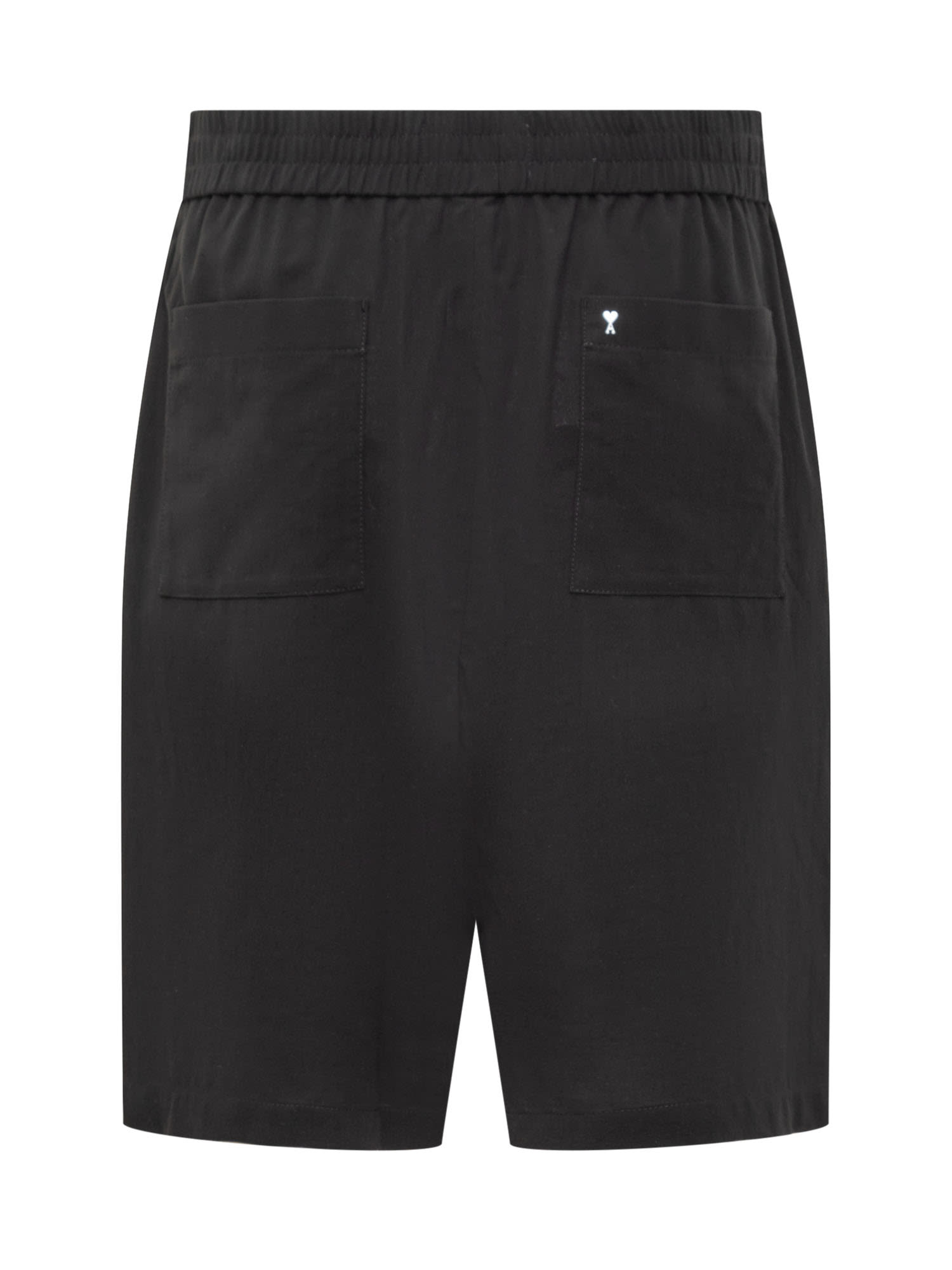 Shop Ami Alexandre Mattiussi Cotton Bermuda Shorts With Logo In Black