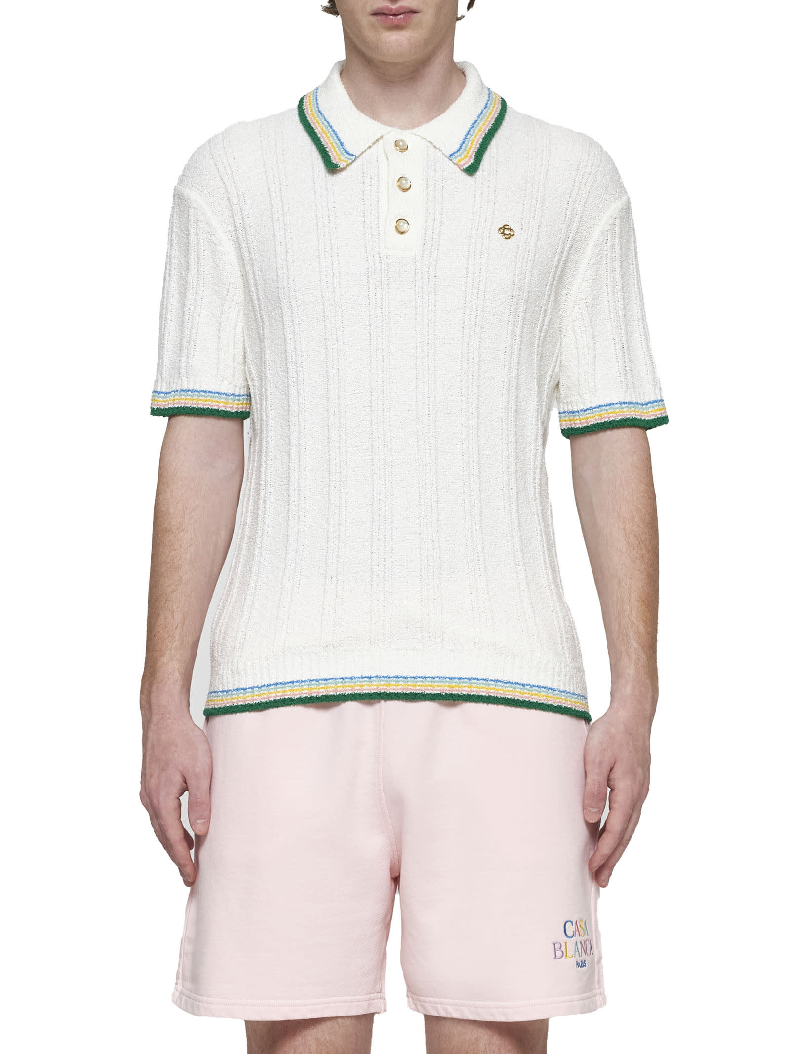 Shop Casablanca Polo Shirt In Bianco