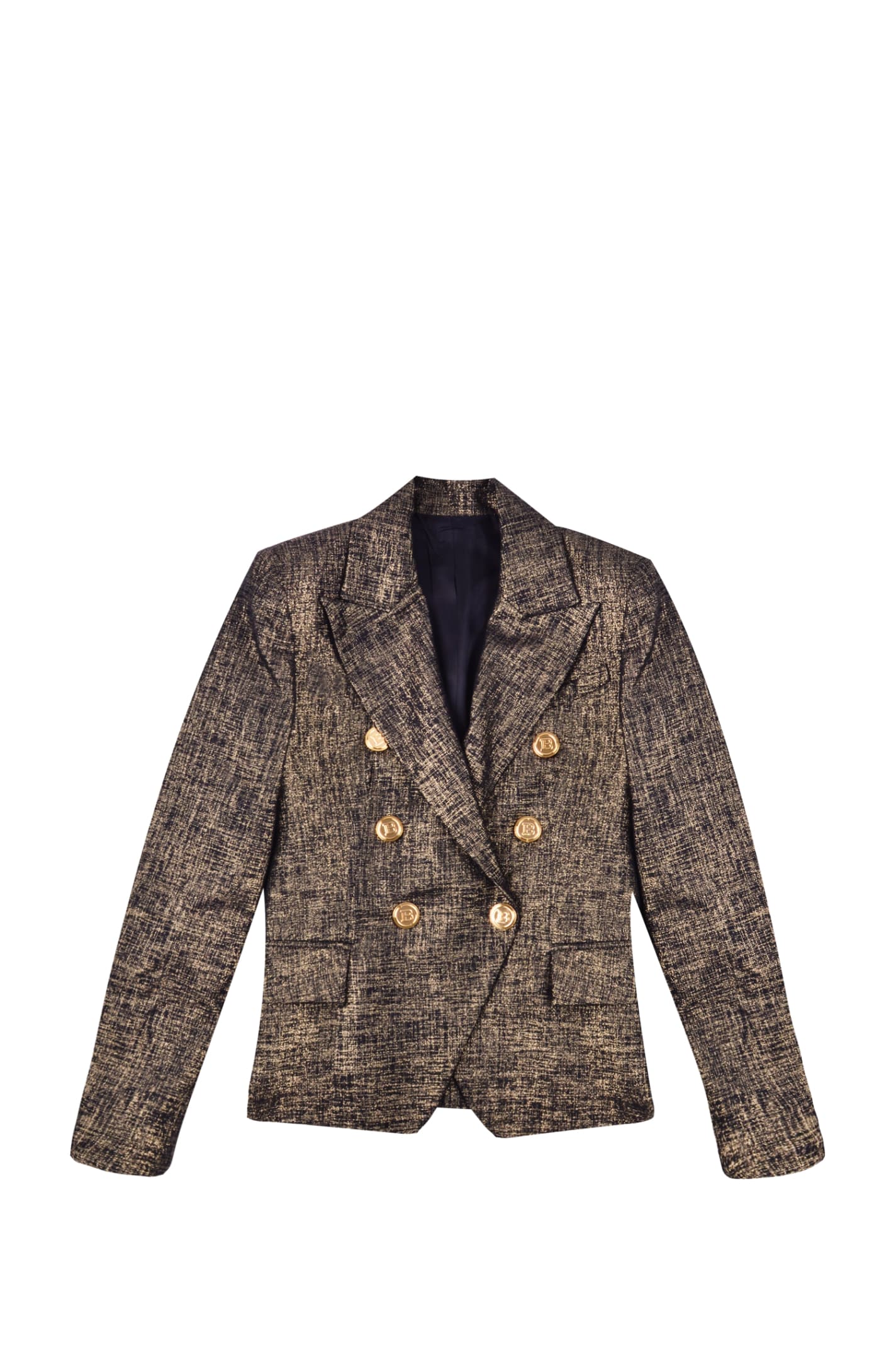Balmain Double Breasted Wool Blend Jacket