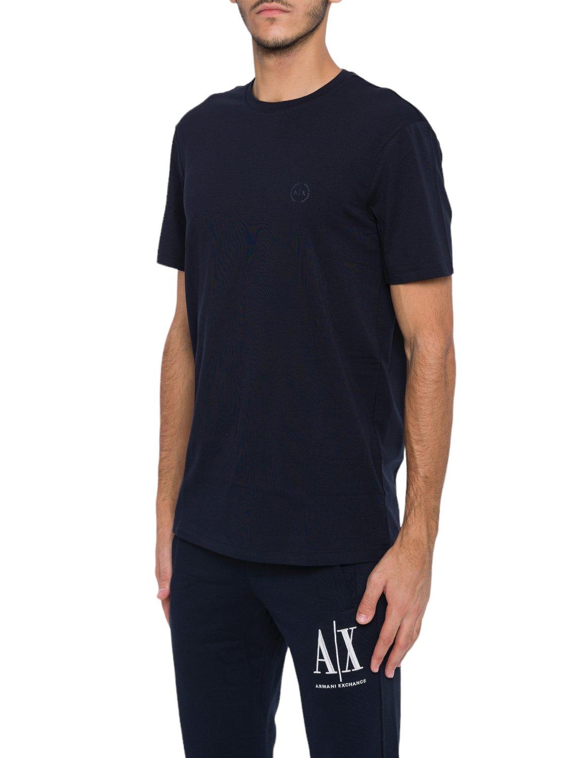 Shop Armani Collezioni Logo Embroidered Crewneck T-shirt In Blue