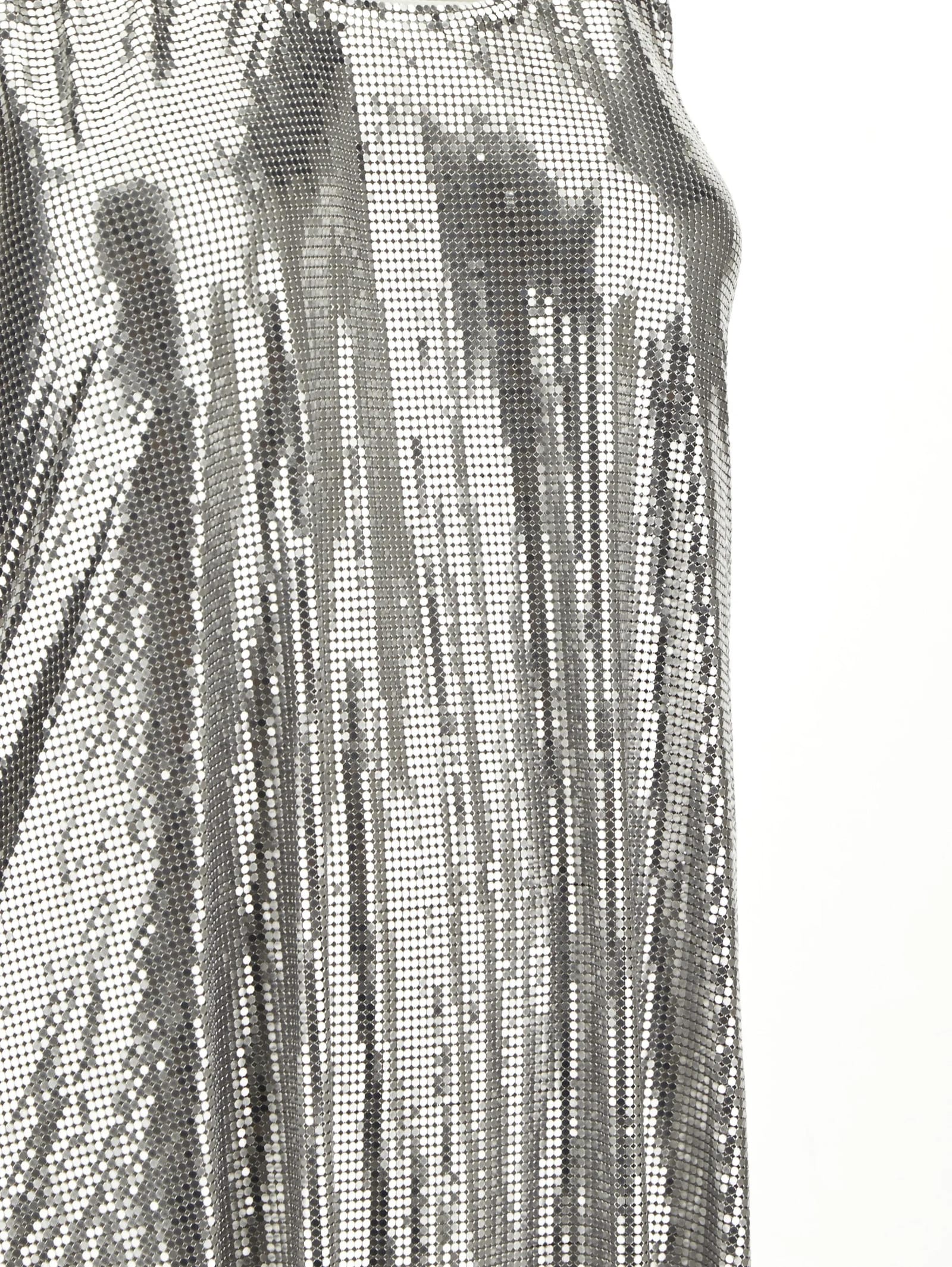 Shop Rabanne Metallized Mesh Dress In Silver