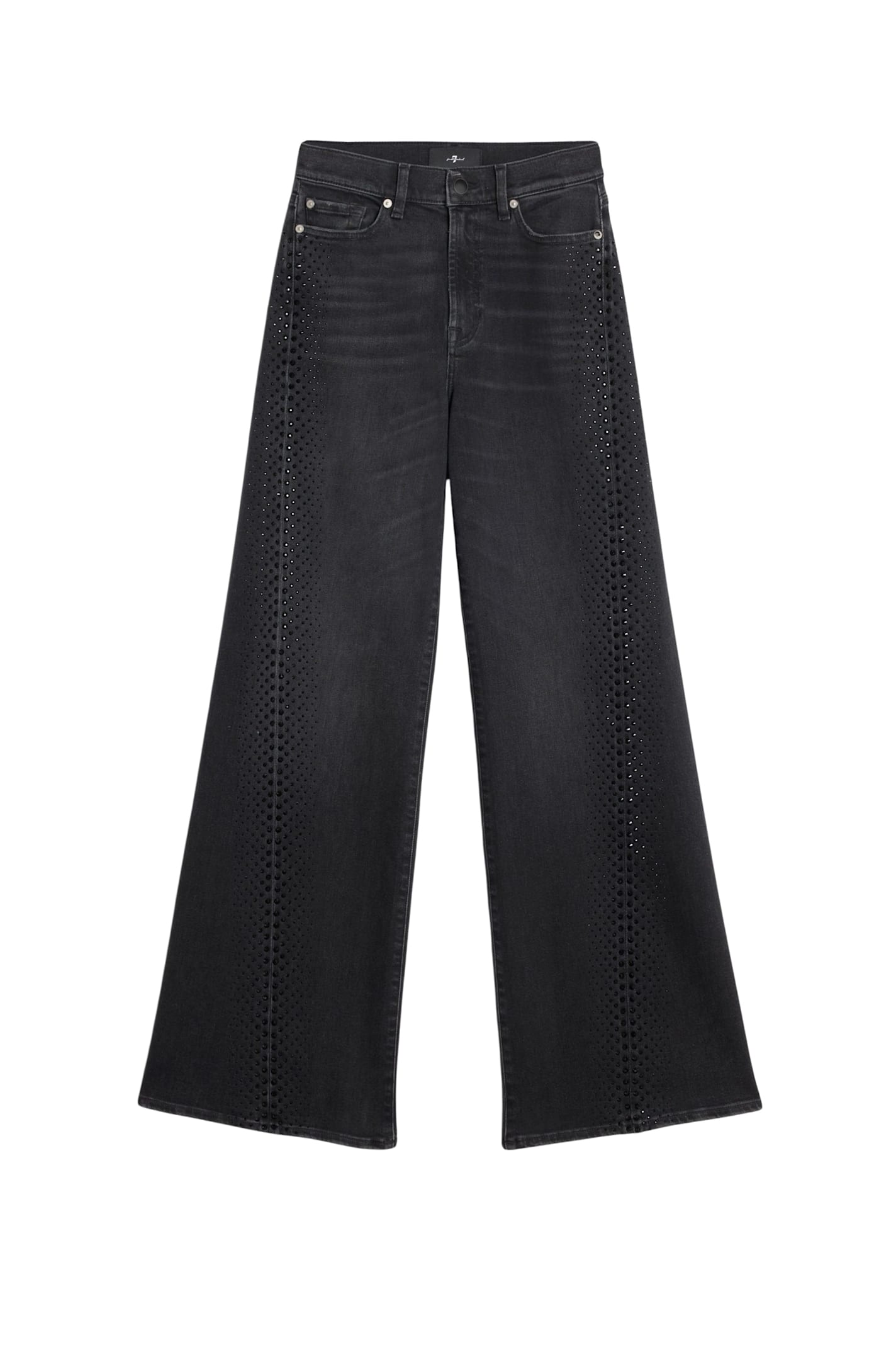 7 For All Mankind Twisted Lotta Bottomline With Crystals In Black